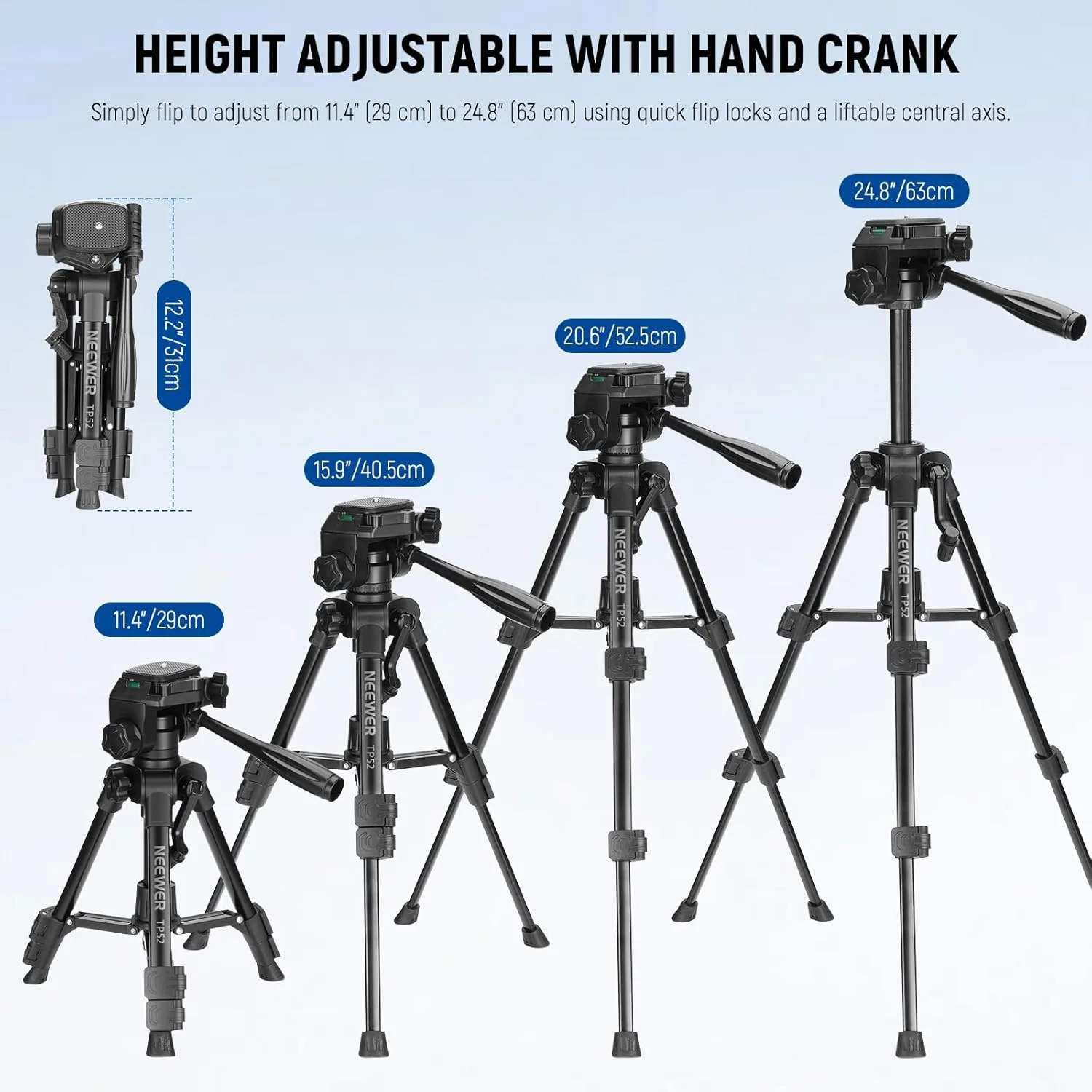 سه پایه رومیزی کوچک NEEWER سطح ورودی برای دوربین، پایه کوچک و جمع و جور قابل حمل دوربین فیلمبرداری DSLR، نگهدارنده تلفن همراه با سر سه طرفه، سازگار با آیفون برای ضبط ویدیو، TP52 سه پایه رومیزی کوچک NEEWER سطح ورودی برای دوربین، پایه کوچک و جمع و جور قابل حمل دوربین فیلمبرداری DSLR، نگهدارنده تلفن همراه با سر سه طرفه، سازگار با آیفون برای ضبط ویدیو، TP52
