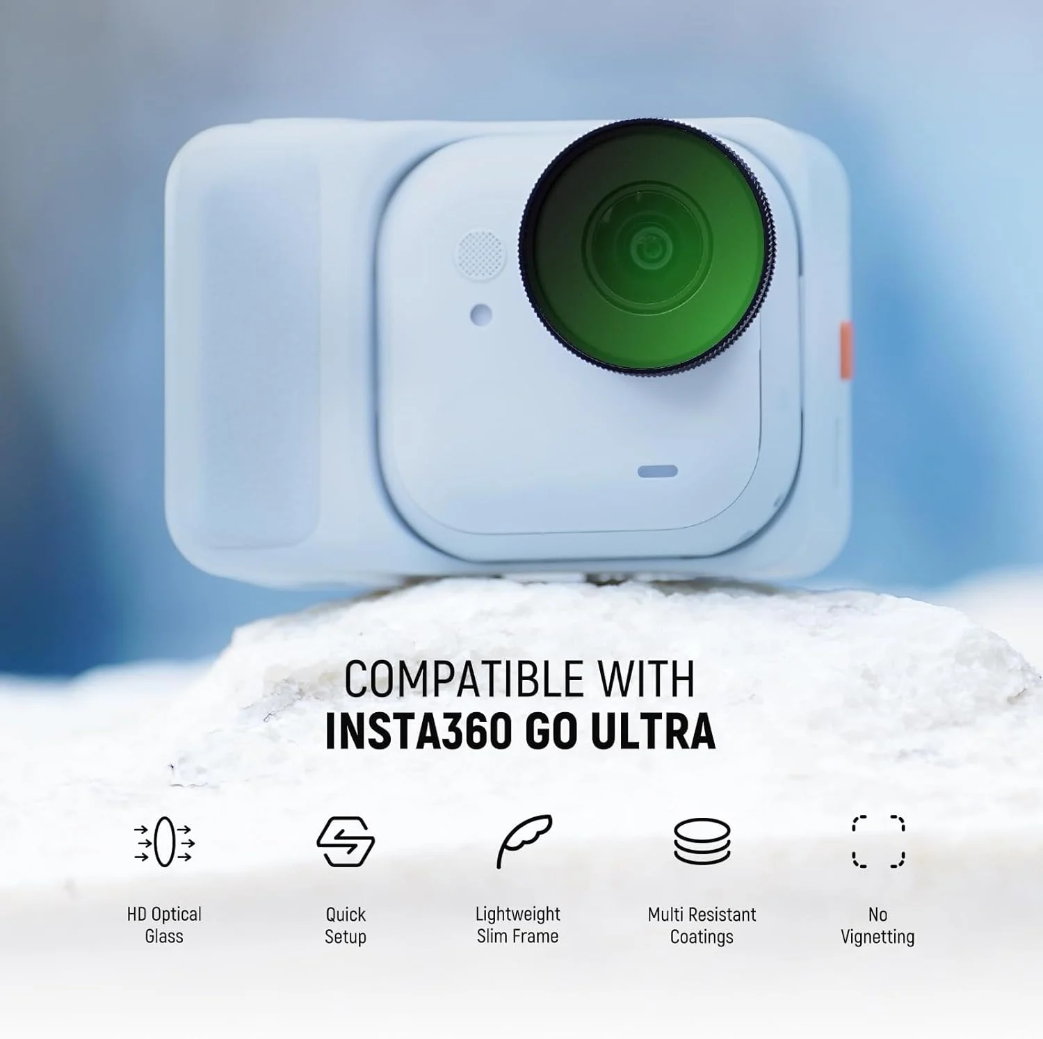 فیلتر CPL نیوور سازگار با Insta360 GO Ultra، فیلتر لنز پلاریزه دایره ای قابل تنظیم، شیشه اپتیکال HD چند لایه، فریم باریک، لوازم جانبی دوربین اکشن، FL-C48