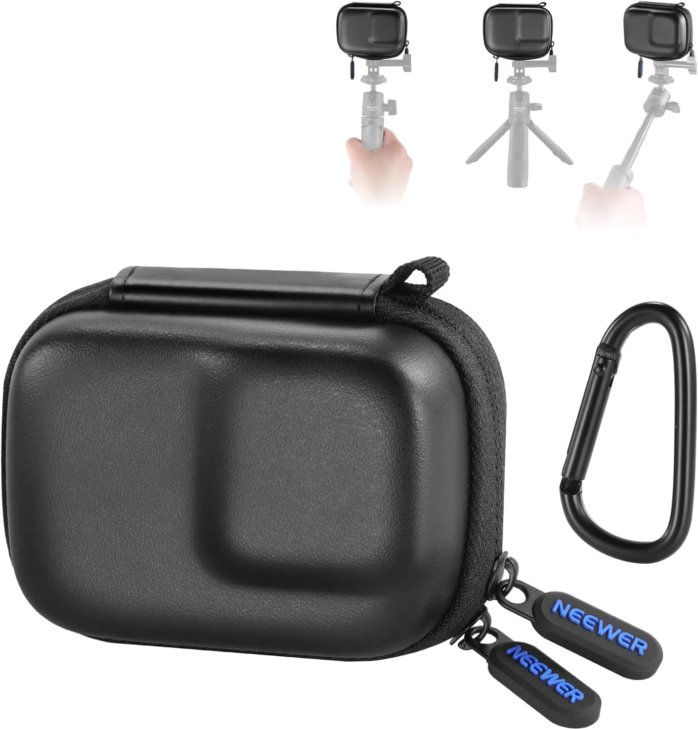 کیف حمل NEEWER سازگار با DJI OSMO Action 5 Pro 4 3، کیف کوچک محافظ مسافرتی با کارابین سازگار با GoPro Hero 13 12 Insta360 Ace Pro 2 و لوازم جانبی دوربین اکشن، PB031