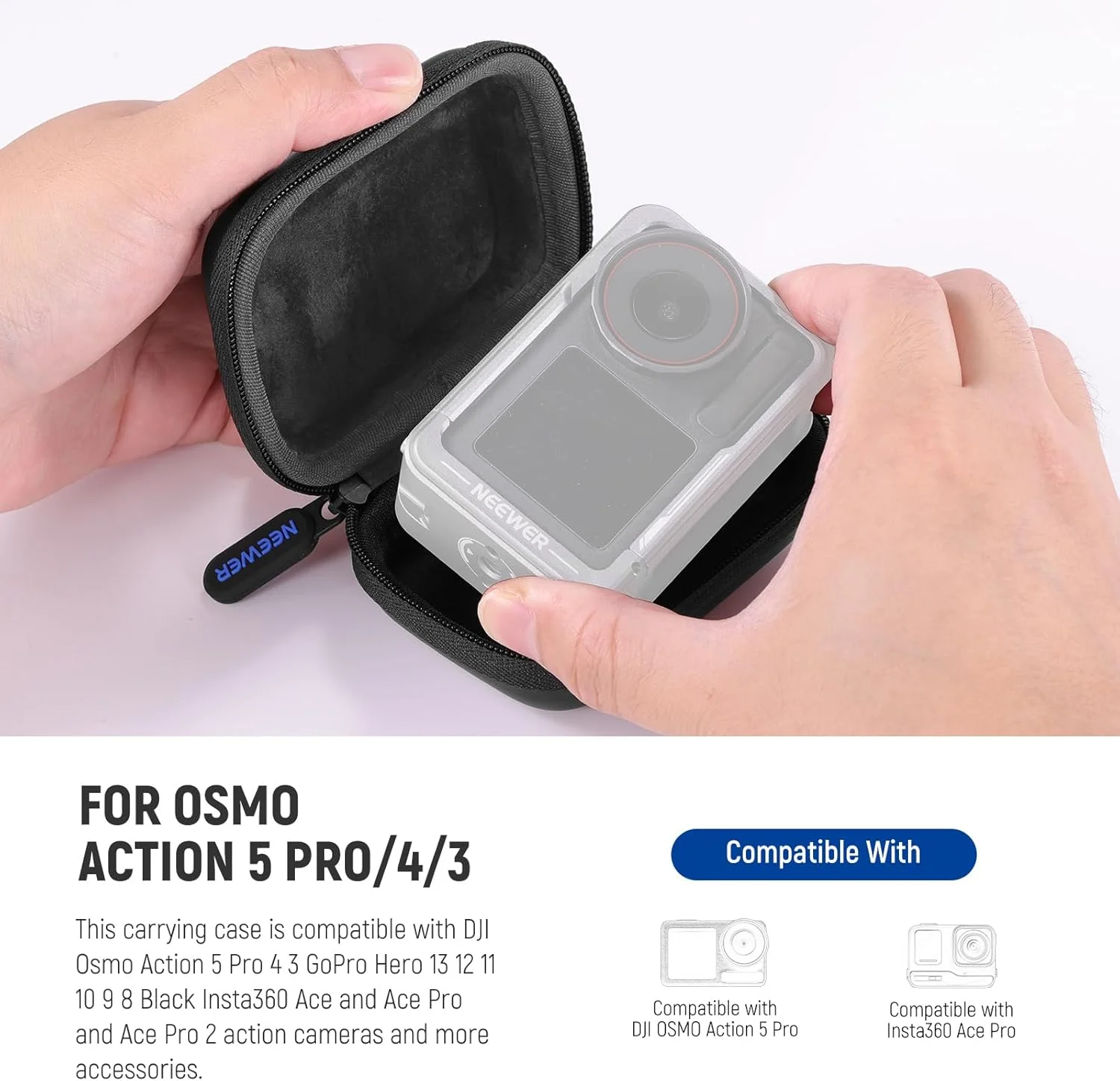 کیف حمل NEEWER سازگار با DJI OSMO Action 5 Pro 4 3، کیف کوچک محافظ مسافرتی با کارابین سازگار با GoPro Hero 13 12 Insta360 Ace Pro 2 و لوازم جانبی دوربین اکشن، PB031 کیف حمل NEEWER سازگار با DJI OSMO Action 5 Pro 4 3، کیف کوچک محافظ مسافرتی با کارابین سازگار با GoPro Hero 13 12 Insta360 Ace Pro 2 و لوازم جانبی دوربین اکشن، PB031