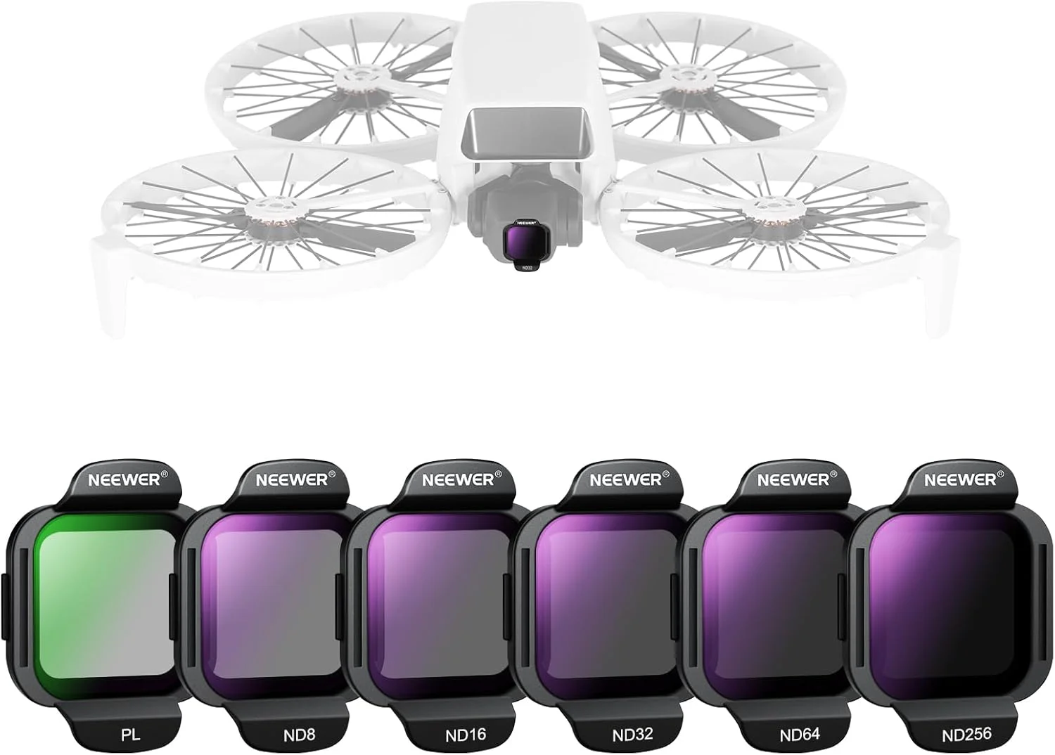مجموعه فیلتر ND نیور سازگار با پهپاد DJI Flip، بسته 6 عددی، ND8 ND16 ND32 ND64 ND256 CPL، نصب آسان، شیشه HD اپتیکال چند لایه، فیلتر کاهنده نور و فیلتر پلاریزه دایره ای