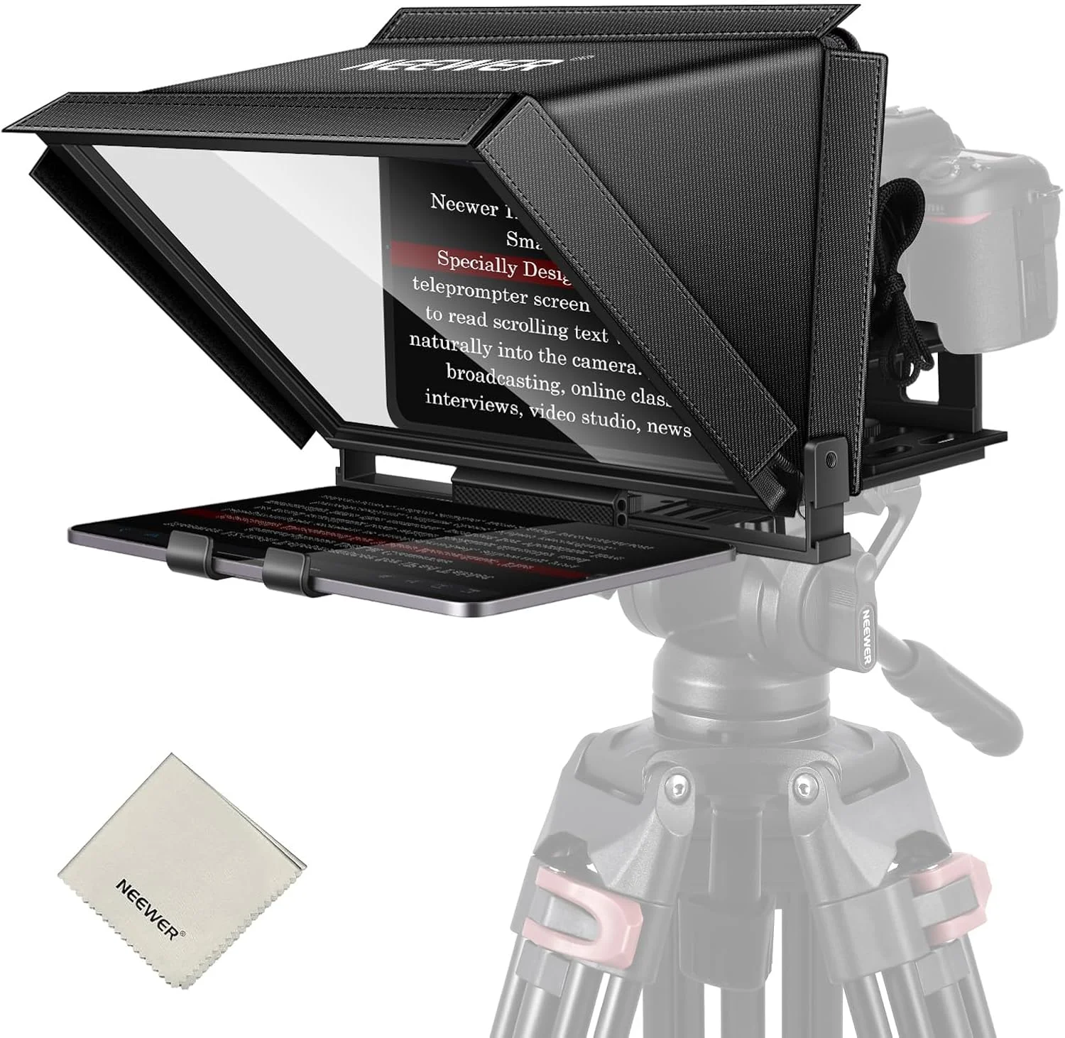 تله پرومتر 14 اینچی NEEWER X12 آلیاژ آلومینیوم سازگار با آیفون آیپد دوربین DSLR تلفن تبلت با کنترل از راه دور پارچه تمیز کننده کیف، کنترل برنامه برای آموزش آنلاین پخش زنده iOS/Android