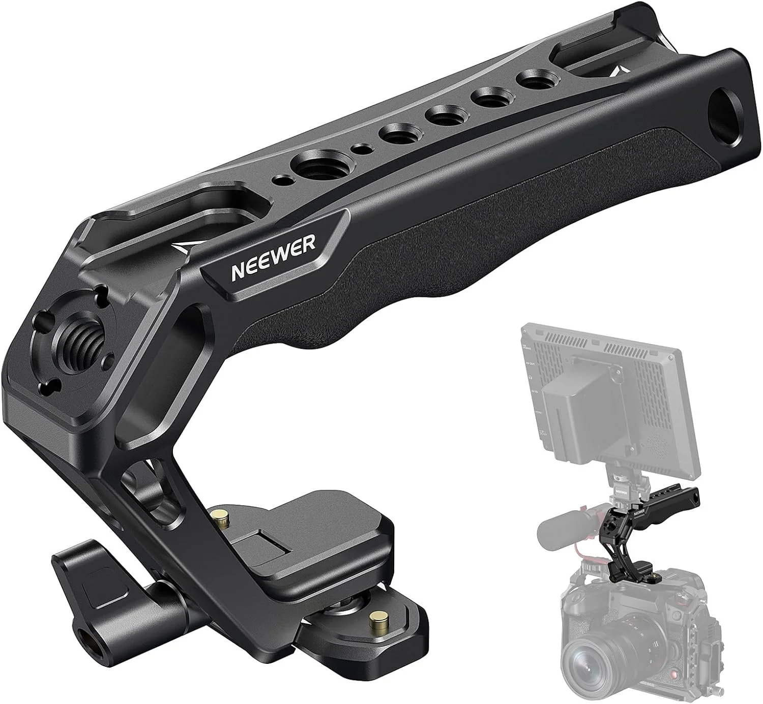کیت دسته بالایی ناتو Neewer با گیره رهاسازی سریع ناتو، ریل مینی ناتو 48 میلی‌متری، دستگیره سیلیکونی ارگونومیک، کفشک‌های سرد، رزوه های 1/4 اینچی، 3/8 اینچی برای ARRI، سازگار با قفس دوربین SmallRig، CA103