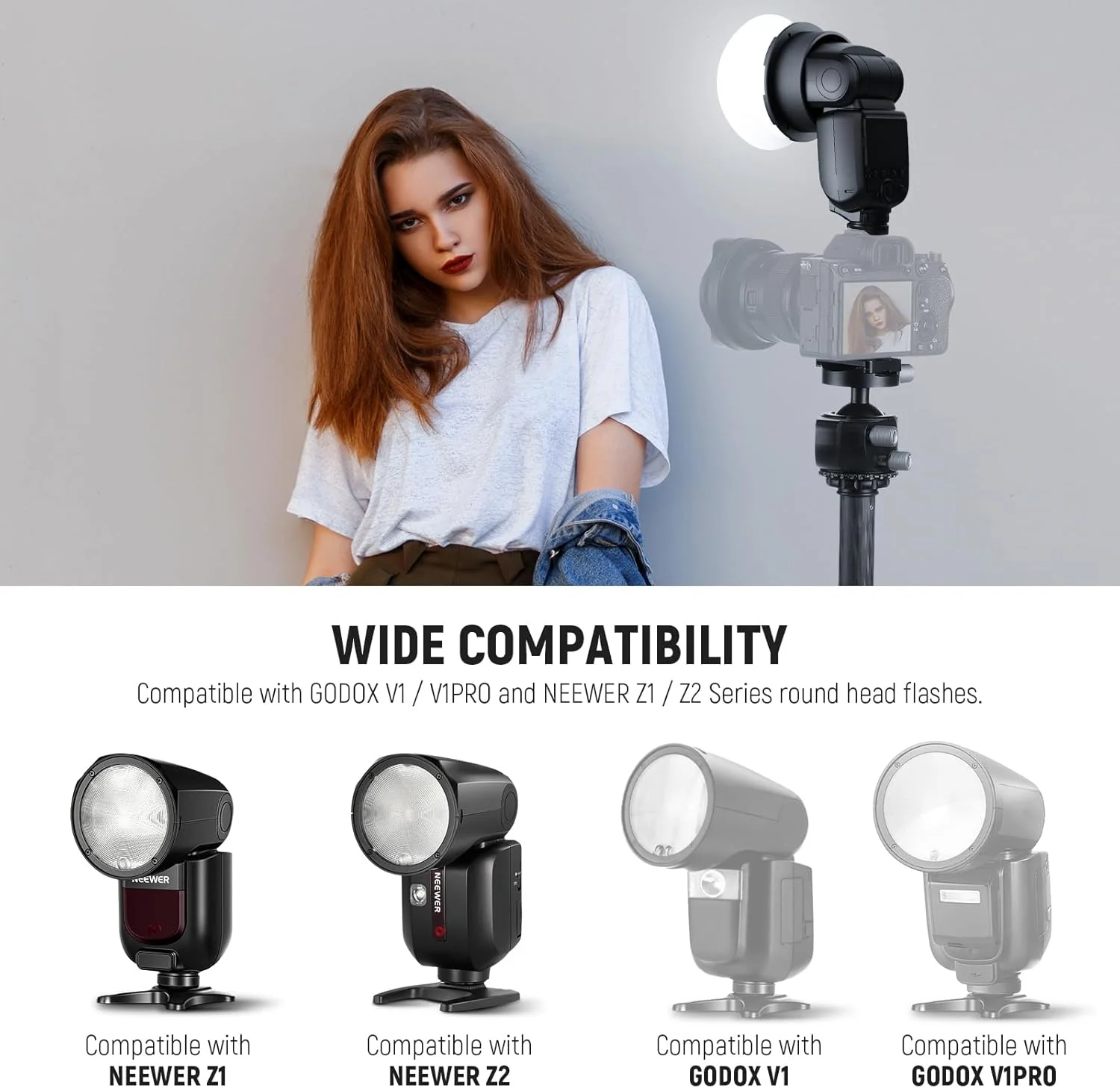 حلقه آداپتور مغناطیسی فلاش گرد NEEWER، نگهدارنده مغناطیسی سیلیکونی اتصال پخش کننده نور سازگار با فلاش های گرد سری Godox V1/V1 PRO NEEWER Z1 Z2، CRS13 حلقه آداپتور مغناطیسی فلاش گرد NEEWER، نگهدارنده مغناطیسی سیلیکونی اتصال پخش کننده نور سازگار با فلاش های گرد سری Godox V1/V1 PRO NEEWER Z1 Z2، CRS13