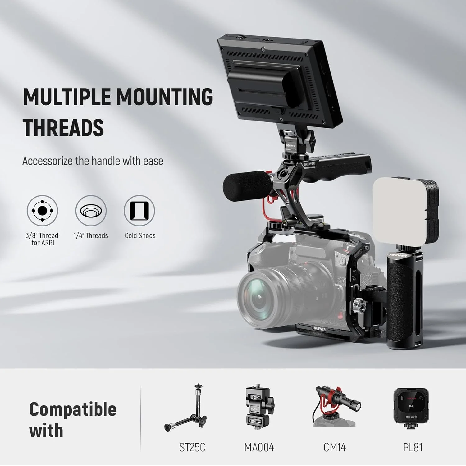 کیت دسته بالایی ناتو Neewer با گیره رهاسازی سریع ناتو، ریل مینی ناتو 48 میلیمتری، دستگیره سیلیکونی ارگونومیک، کفشکهای سرد، رزوه های 1/4 اینچی، 3/8 اینچی برای ARRI، سازگار با قفس دوربین SmallRig، CA103 کیت دسته بالایی ناتو Neewer با گیره رهاسازی سریع ناتو، ریل مینی ناتو 48 میلیمتری، دستگیره سیلیکونی ارگونومیک، کفشکهای سرد، رزوه های 1/4 اینچی، 3/8 اینچی برای ARRI، سازگار با قفس دوربین SmallRig، CA103