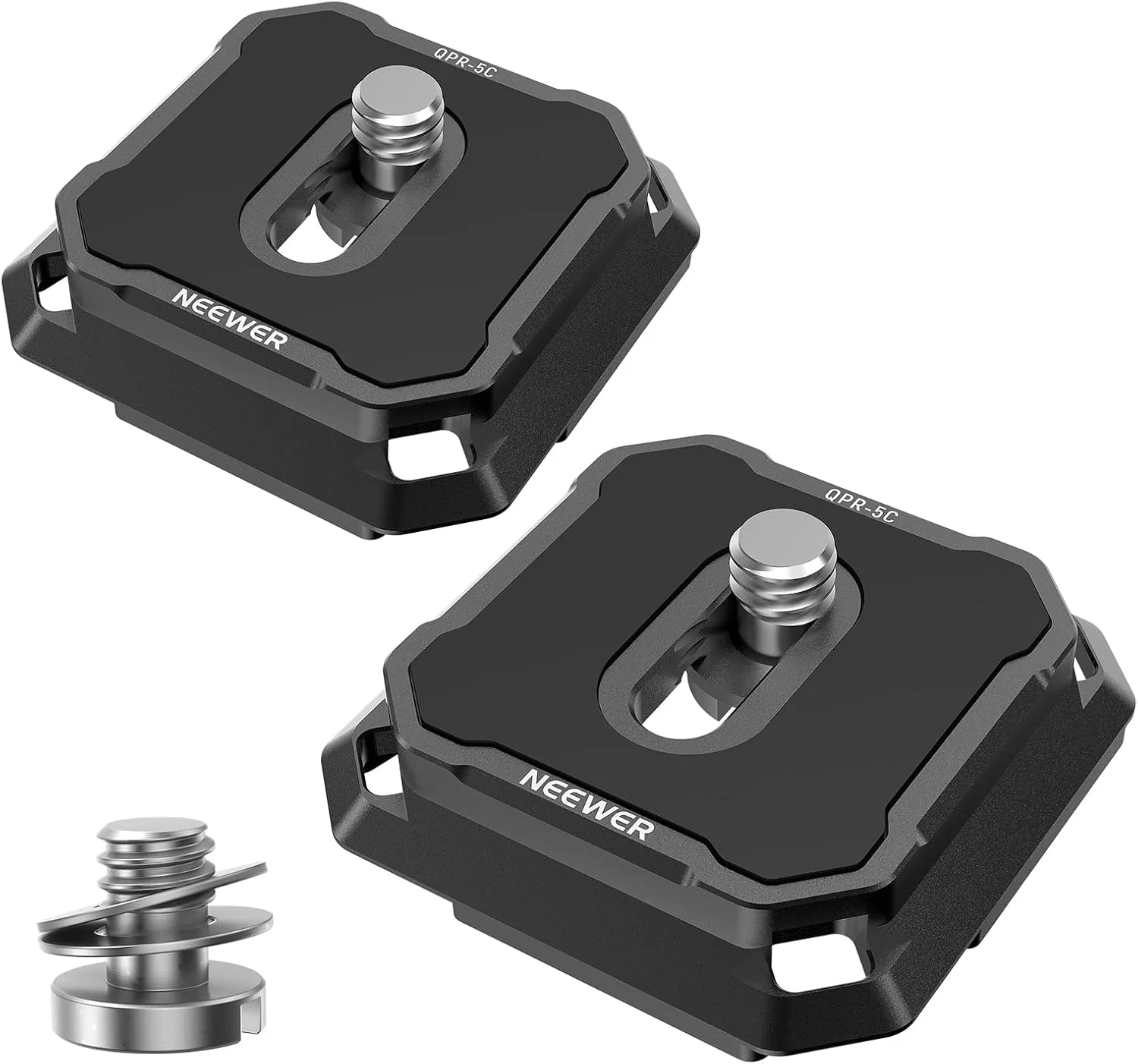 مجموعه 2 عددی صفحه نصب سریع NEEWER، آداپتور نصب دوربین QR 38 میلی‌متری سازگار با Arca Swiss Peak Design Capture Clip V3، نصب سه‌پایه به بند شانه‌ای با قابلیت تعویض سریع و ضد لغزش به همراه واشر، مدل QPR-5C