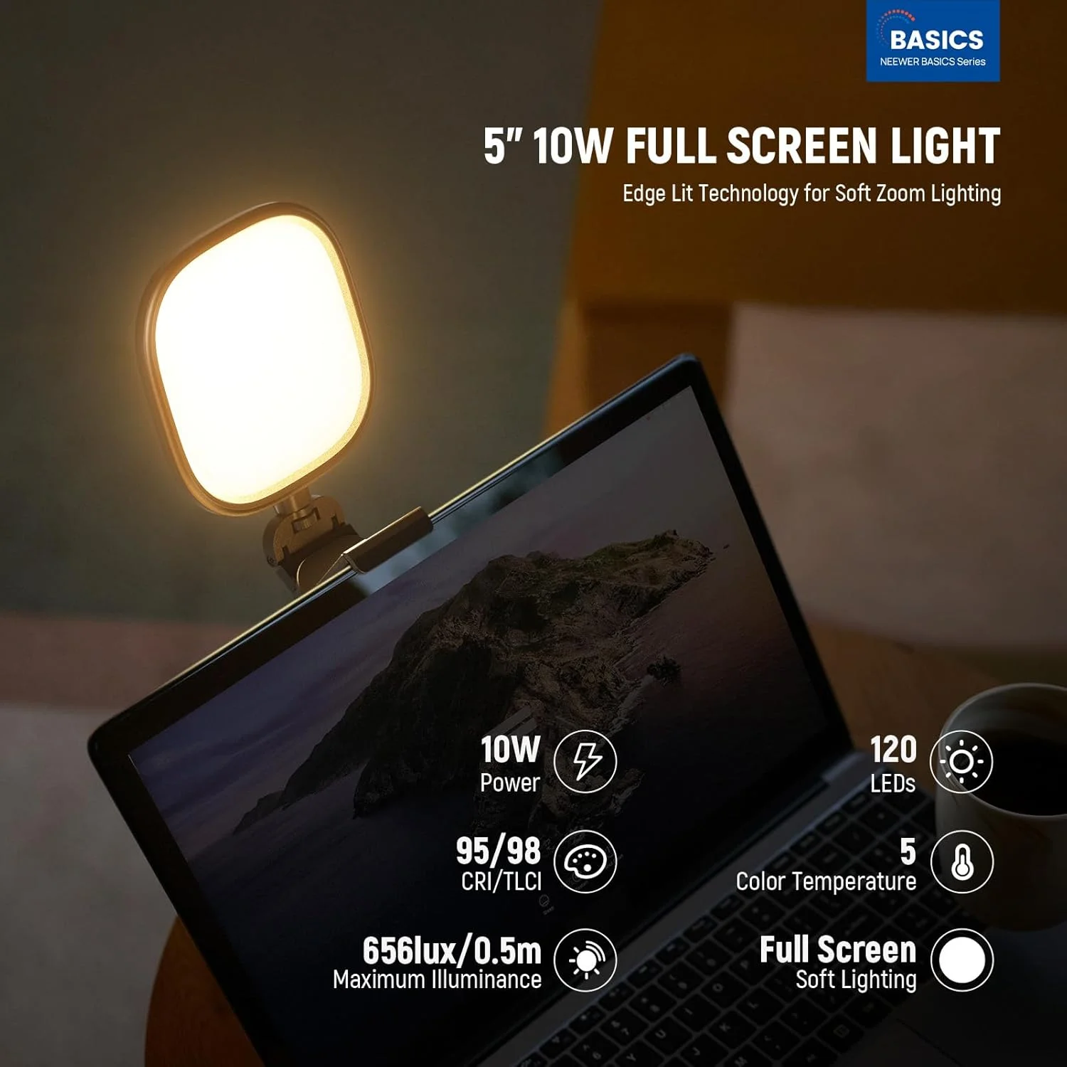 نور مانیتور 5 اینچی 10 واتی NEEWER BASICS با پایه، پنل LED لبه روشن دو رنگ USB، نورپردازی لامپ رومیزی تمام صفحه CRI95 برای لپ تاپ، کامپیوتر، وب کم، کنفرانس ویدیویی، تماس زوم، استریم و ضبط، NL10 نور مانیتور 5 اینچی 10 واتی NEEWER BASICS با پایه، پنل LED لبه روشن دو رنگ USB، نورپردازی لامپ رومیزی تمام صفحه CRI95 برای لپ تاپ، کامپیوتر، وب کم، کنفرانس ویدیویی، تماس زوم، استریم و ضبط، NL10