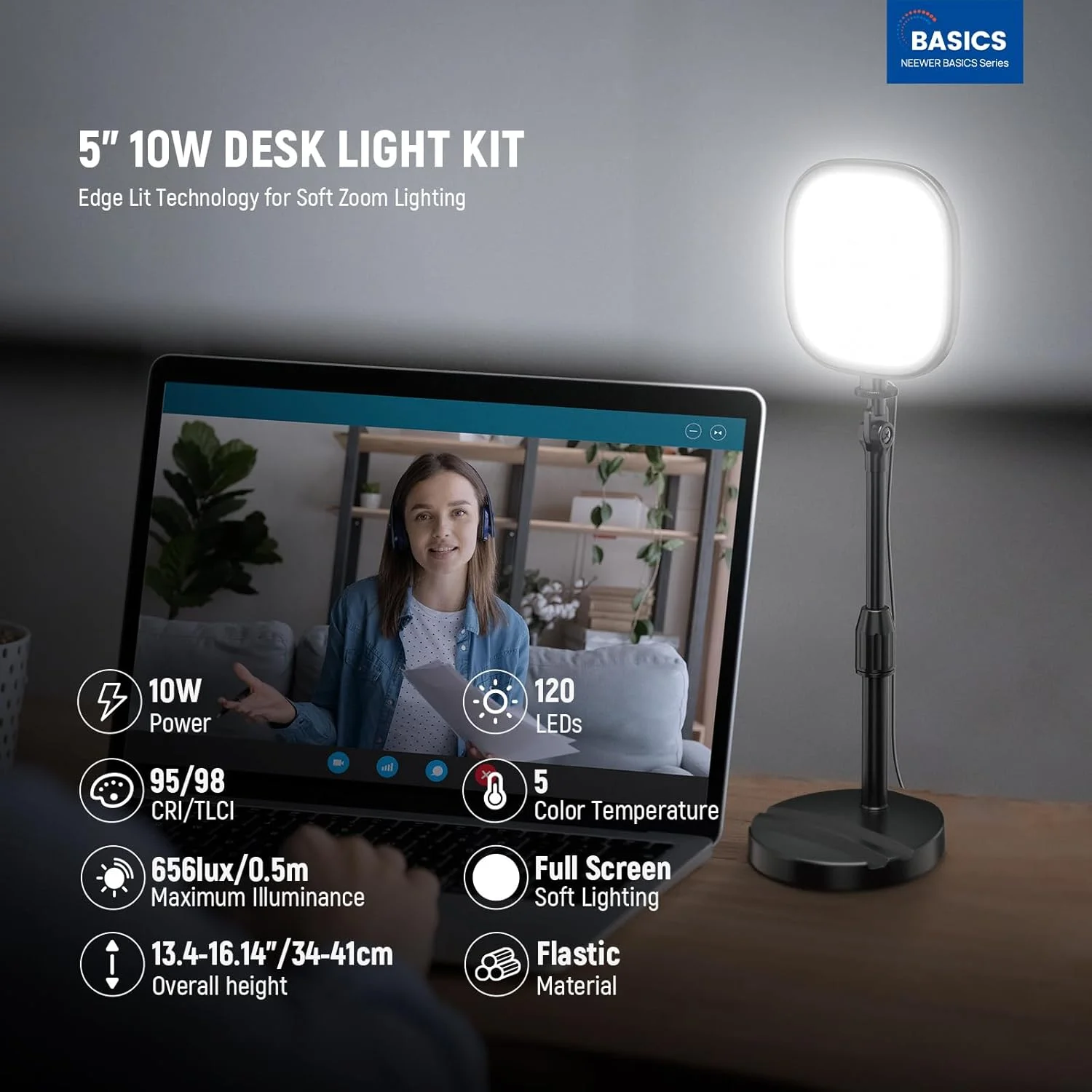 چراغ رومیزی 5 اینچی NEEWER BASICS برای تماس های ویدیویی، چراغ حلقه ای LED تمام صفحه CRI95 با پایه، نورپردازی کنفرانس زوم لبه روشن دو رنگ 10 واتی برای ضبط استریمینگ تلفن وب کم لپ تاپ کامپیوتر، NL10 چراغ رومیزی 5 اینچی NEEWER BASICS برای تماس های ویدیویی، چراغ حلقه ای LED تمام صفحه CRI95 با پایه، نورپردازی کنفرانس زوم لبه روشن دو رنگ 10 واتی برای ضبط استریمینگ تلفن وب کم لپ تاپ کامپیوتر، NL10