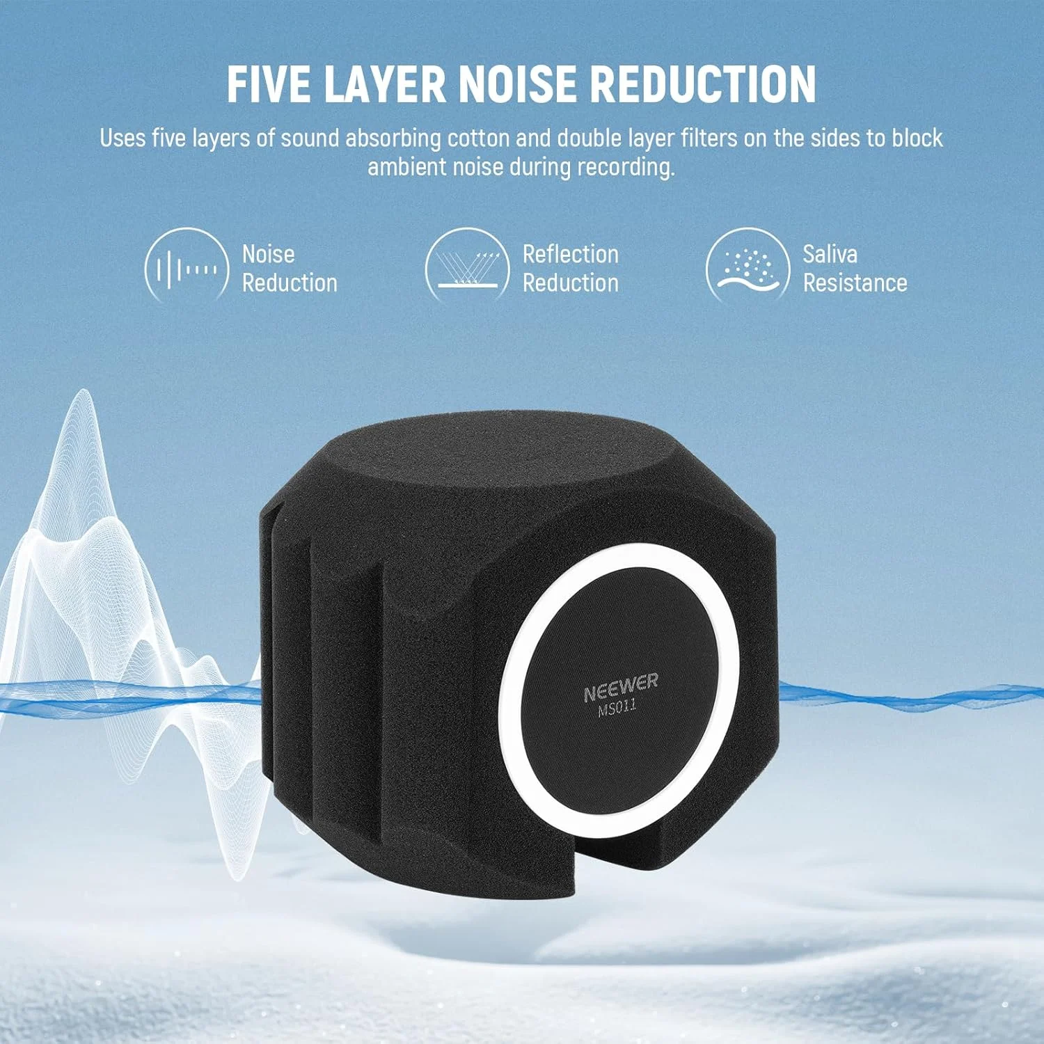 محافظ توپ عایق میکروفون NEEWER، پوشش بادگیر قابل حمل میکروفون برای ضبط استودیویی، تجهیزات آکوستیک فوم پنج لایه جاذب صدا برای میکروفون های 50-55 میلی متری، MS011 محافظ توپ عایق میکروفون NEEWER، پوشش بادگیر قابل حمل میکروفون برای ضبط استودیویی، تجهیزات آکوستیک فوم پنج لایه جاذب صدا برای میکروفون های 50-55 میلی متری، MS011