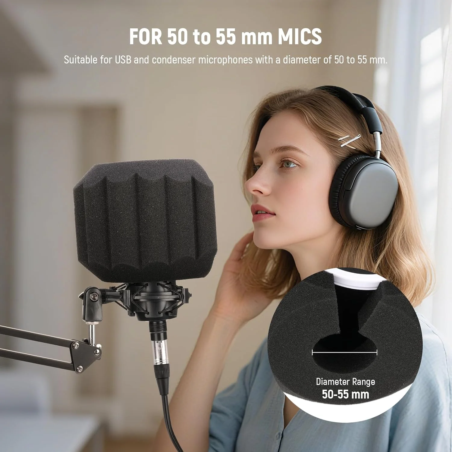 محافظ توپ عایق میکروفون NEEWER، پوشش بادگیر قابل حمل میکروفون برای ضبط استودیویی، تجهیزات آکوستیک فوم پنج لایه جاذب صدا برای میکروفون های 50-55 میلی متری، MS011 محافظ توپ عایق میکروفون NEEWER، پوشش بادگیر قابل حمل میکروفون برای ضبط استودیویی، تجهیزات آکوستیک فوم پنج لایه جاذب صدا برای میکروفون های 50-55 میلی متری، MS011