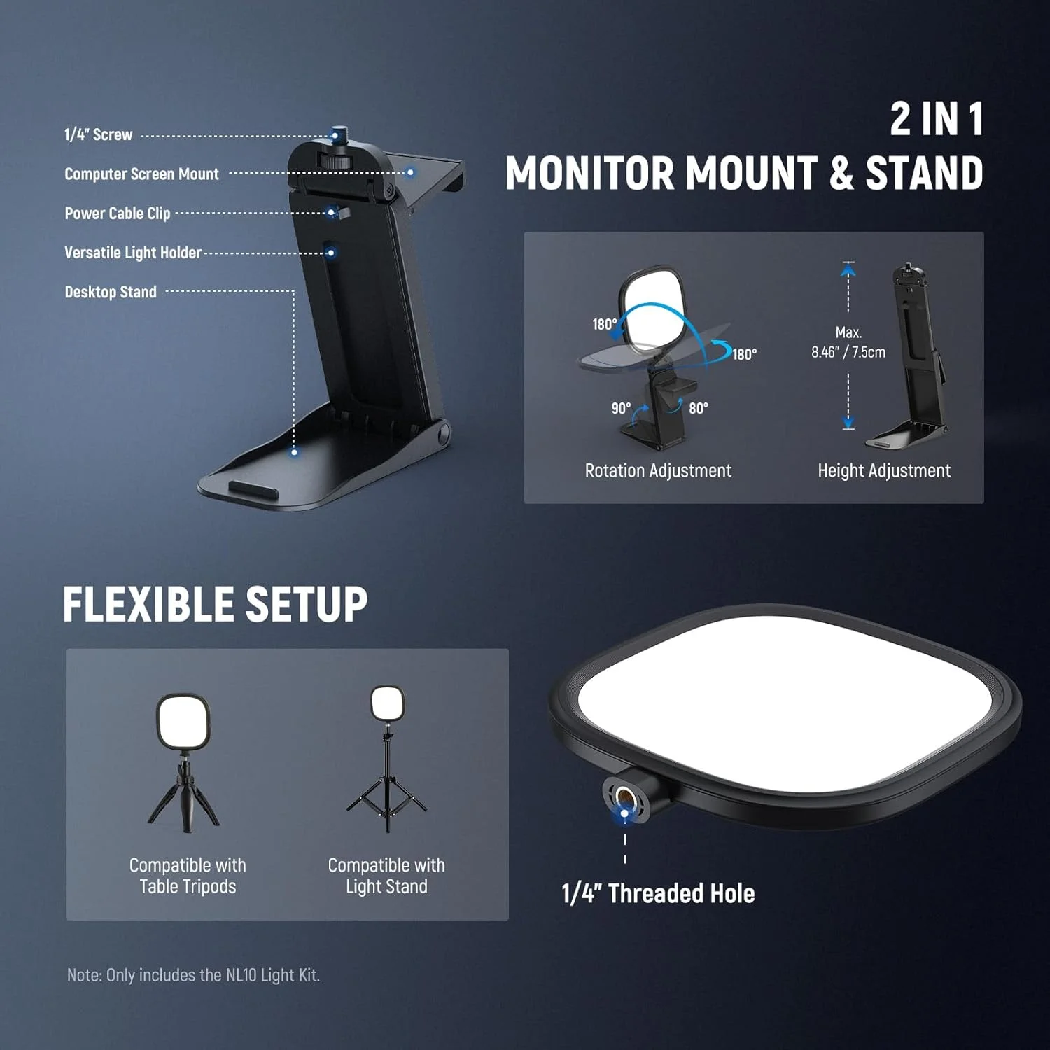 نور مانیتور 5 اینچی 10 واتی NEEWER BASICS با پایه، پنل LED لبه روشن دو رنگ USB، نورپردازی لامپ رومیزی تمام صفحه CRI95 برای لپ تاپ، کامپیوتر، وب کم، کنفرانس ویدیویی، تماس زوم، استریم و ضبط، NL10 نور مانیتور 5 اینچی 10 واتی NEEWER BASICS با پایه، پنل LED لبه روشن دو رنگ USB، نورپردازی لامپ رومیزی تمام صفحه CRI95 برای لپ تاپ، کامپیوتر، وب کم، کنفرانس ویدیویی، تماس زوم، استریم و ضبط، NL10