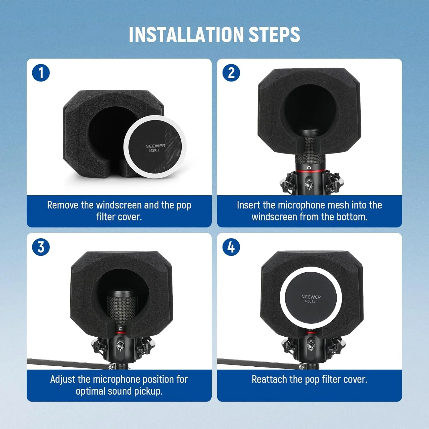 محافظ توپ عایق میکروفون NEEWER، پوشش بادگیر قابل حمل میکروفون برای ضبط استودیویی، تجهیزات آکوستیک فوم پنج لایه جاذب صدا برای میکروفون های 50-55 میلی متری، MS011 محافظ توپ عایق میکروفون NEEWER، پوشش بادگیر قابل حمل میکروفون برای ضبط استودیویی، تجهیزات آکوستیک فوم پنج لایه جاذب صدا برای میکروفون های 50-55 میلی متری، MS011