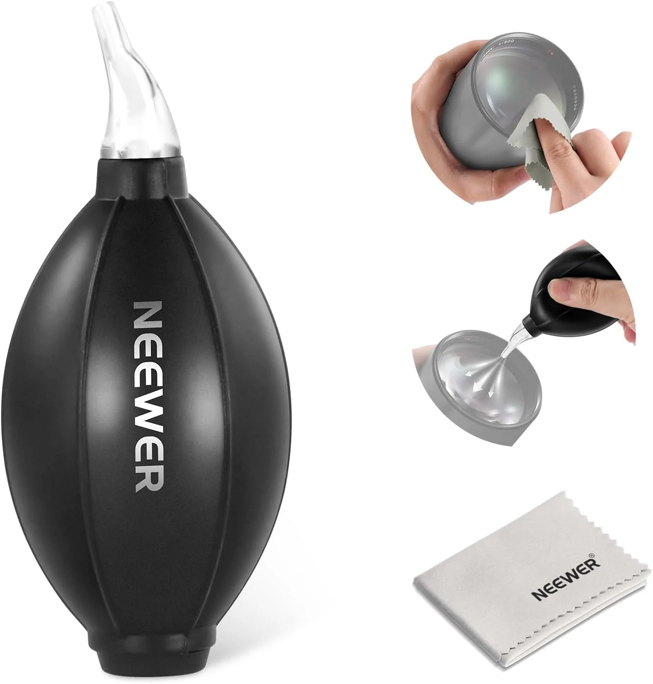 مجموعه تمیز کننده لنز دوربین 2 در 1 نیوئر برای لوازم الکترونیکی، تلفن های هوشمند، تبلت ها، 1 عدد دمنده هوا دوربین + 1 عدد پارچه تمیز کننده نرم، HM-50