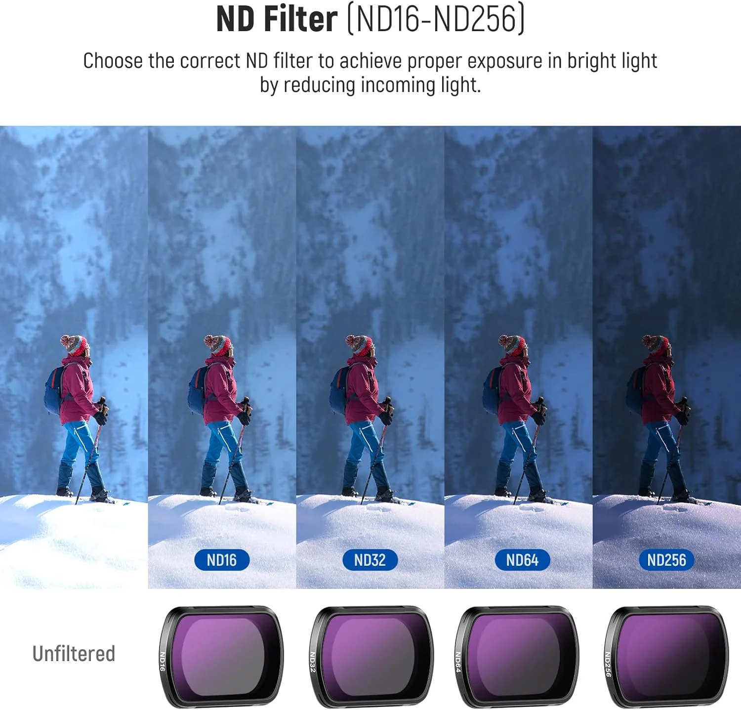 مجموعه فیلترهای ND مغناطیسی نیوئر سازگار با لوازم جانبی DJI Osmo Pocket 3 Creator Combo، بسته 6 عددی فیلتر لنز ND16 ND32 ND64 ND256 CPL UV + 2 عدد دستمال تمیز کننده مجموعه فیلترهای ND مغناطیسی نیوئر سازگار با لوازم جانبی DJI Osmo Pocket 3 Creator Combo، بسته 6 عددی فیلتر لنز ND16 ND32 ND64 ND256 CPL UV + 2 عدد دستمال تمیز کننده
