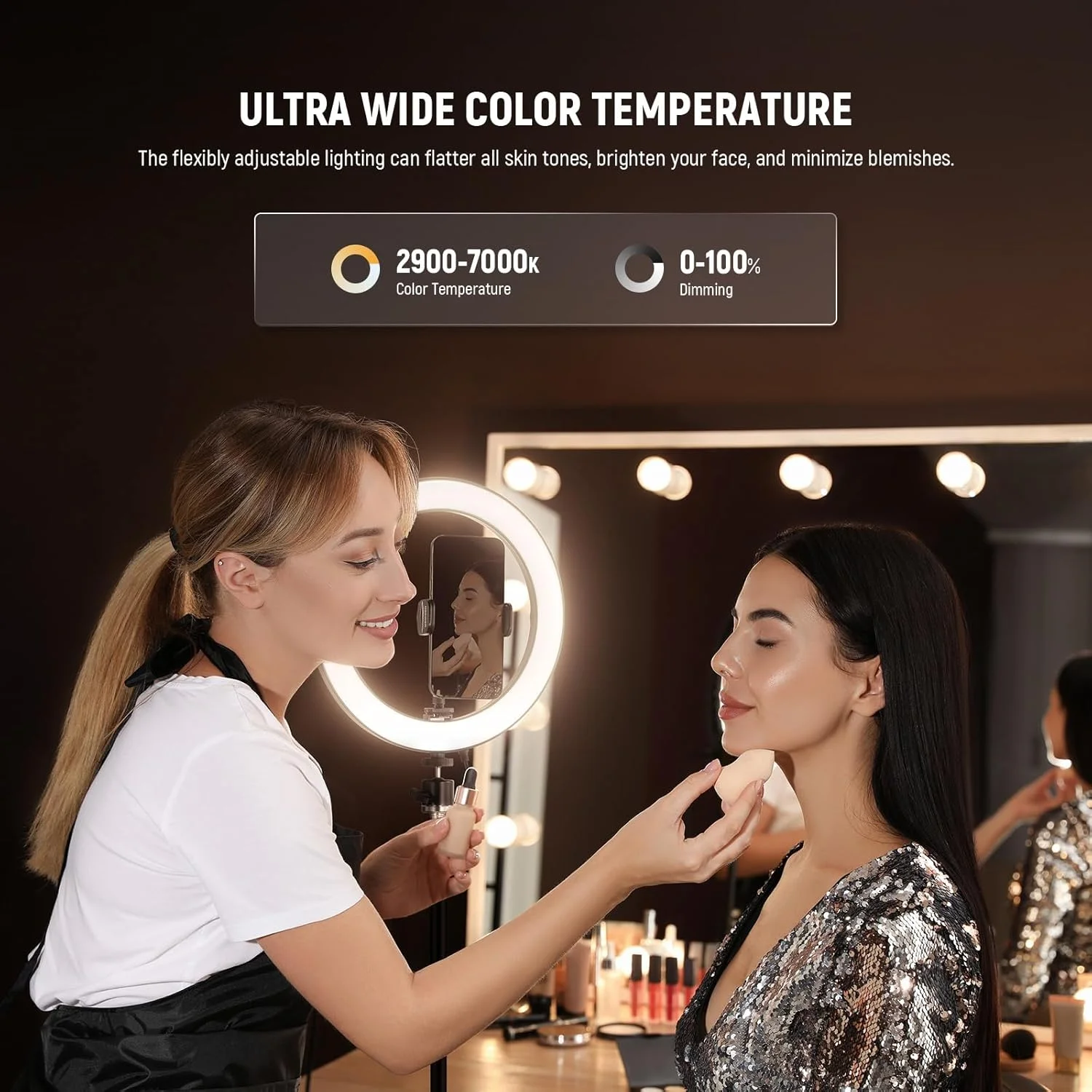 نور حلقه ای LED با توان بالا 20 وات NEEWER با قطر 10 اینچ به همراه پایه سه پایه 71 اینچی، نور حلقه ای دو رنگ، نگهدارنده تلفن سازگار با آیفون برای ضبط ویدیو، سلفی، آرایش، استودیو، پخش زنده، تیک تاک، RH10B نور حلقه ای LED با توان بالا 20 وات NEEWER با قطر 10 اینچ به همراه پایه سه پایه 71 اینچی، نور حلقه ای دو رنگ، نگهدارنده تلفن سازگار با آیفون برای ضبط ویدیو، سلفی، آرایش، استودیو، پخش زنده، تیک تاک، RH10B