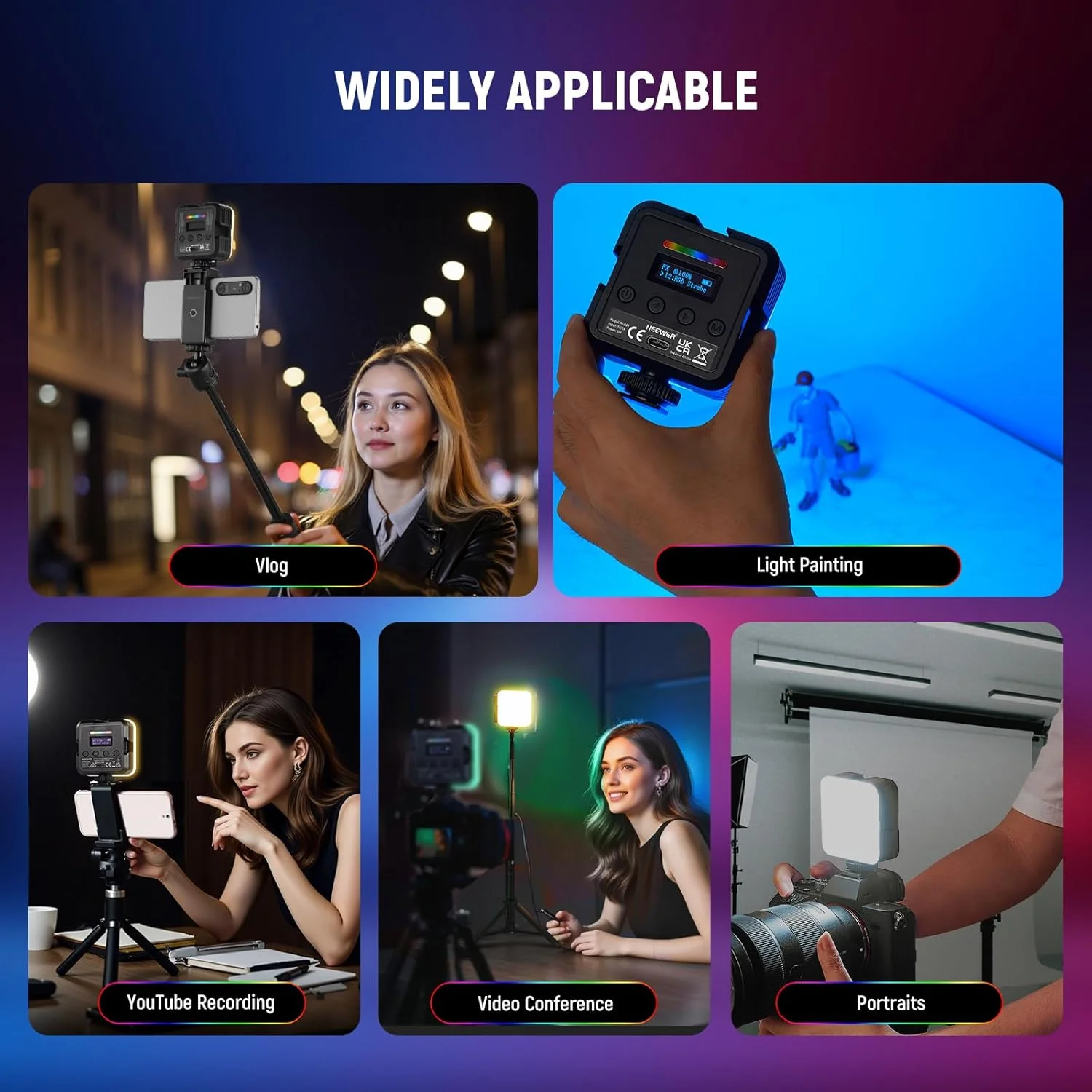 نور ویدئویی مغناطیسی RGB نیور با پایه رومیزی و 3 کفشک سرد، نور LED تمام رنگی 360 درجه دوربین، CRI97+/20 حالت/2500K-8500K، نورپردازی پنل کوچک 2000mAh برای عکاسی و ضبط، RGB61 نور ویدئویی مغناطیسی RGB نیور با پایه رومیزی و 3 کفشک سرد، نور LED تمام رنگی 360 درجه دوربین، CRI97+/20 حالت/2500K-8500K، نورپردازی پنل کوچک 2000mAh برای عکاسی و ضبط، RGB61