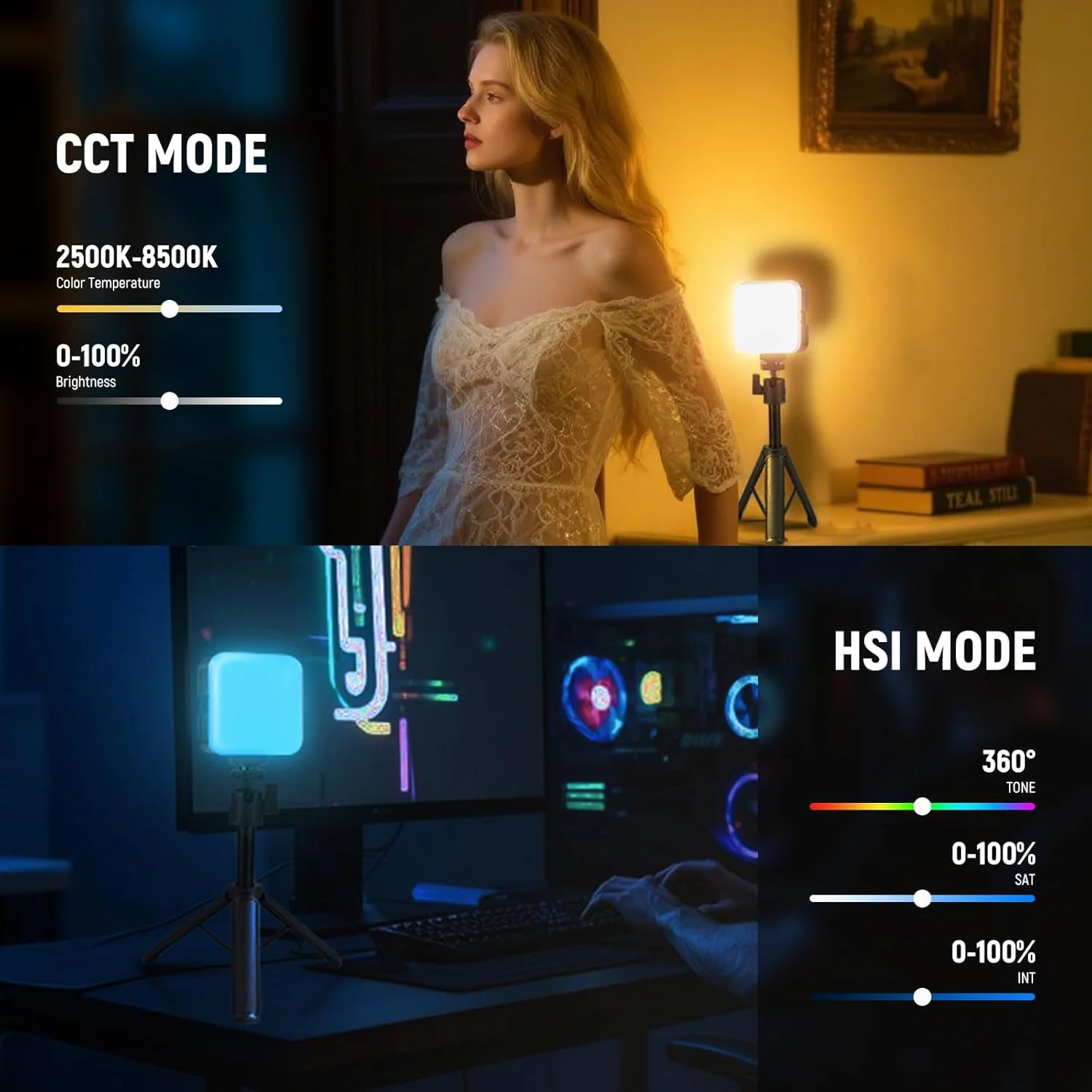 نور ویدئویی مغناطیسی RGB نیور با پایه رومیزی و 3 کفشک سرد، نور LED تمام رنگی 360 درجه دوربین، CRI97+/20 حالت/2500K-8500K، نورپردازی پنل کوچک 2000mAh برای عکاسی و ضبط، RGB61 نور ویدئویی مغناطیسی RGB نیور با پایه رومیزی و 3 کفشک سرد، نور LED تمام رنگی 360 درجه دوربین، CRI97+/20 حالت/2500K-8500K، نورپردازی پنل کوچک 2000mAh برای عکاسی و ضبط، RGB61