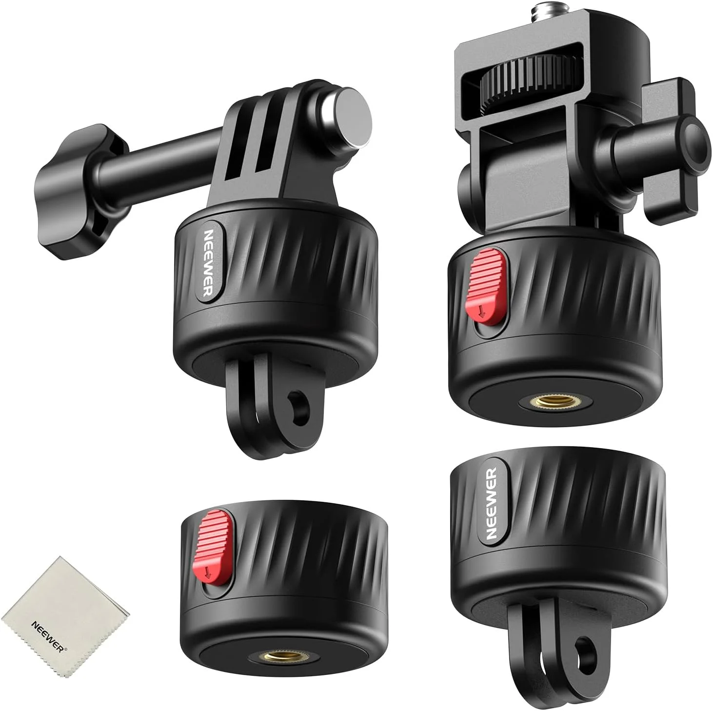 کیت لوازم جانبی مانت دوربین اکشن NEEWER GP-24 برای نماهای POV، مانت رهاسازی سریع مغناطیسی ABS 4 در 1 با رزوه 1/4 اینچی و پارچه تمیز کننده سازگار با GoPro DJI Osmo Action Insta360 کیت لوازم جانبی مانت دوربین اکشن NEEWER GP-24 برای نماهای POV، مانت رهاسازی سریع مغناطیسی ABS 4 در 1 با رزوه 1/4 اینچی و پارچه تمیز کننده سازگار با GoPro DJI Osmo Action Insta360