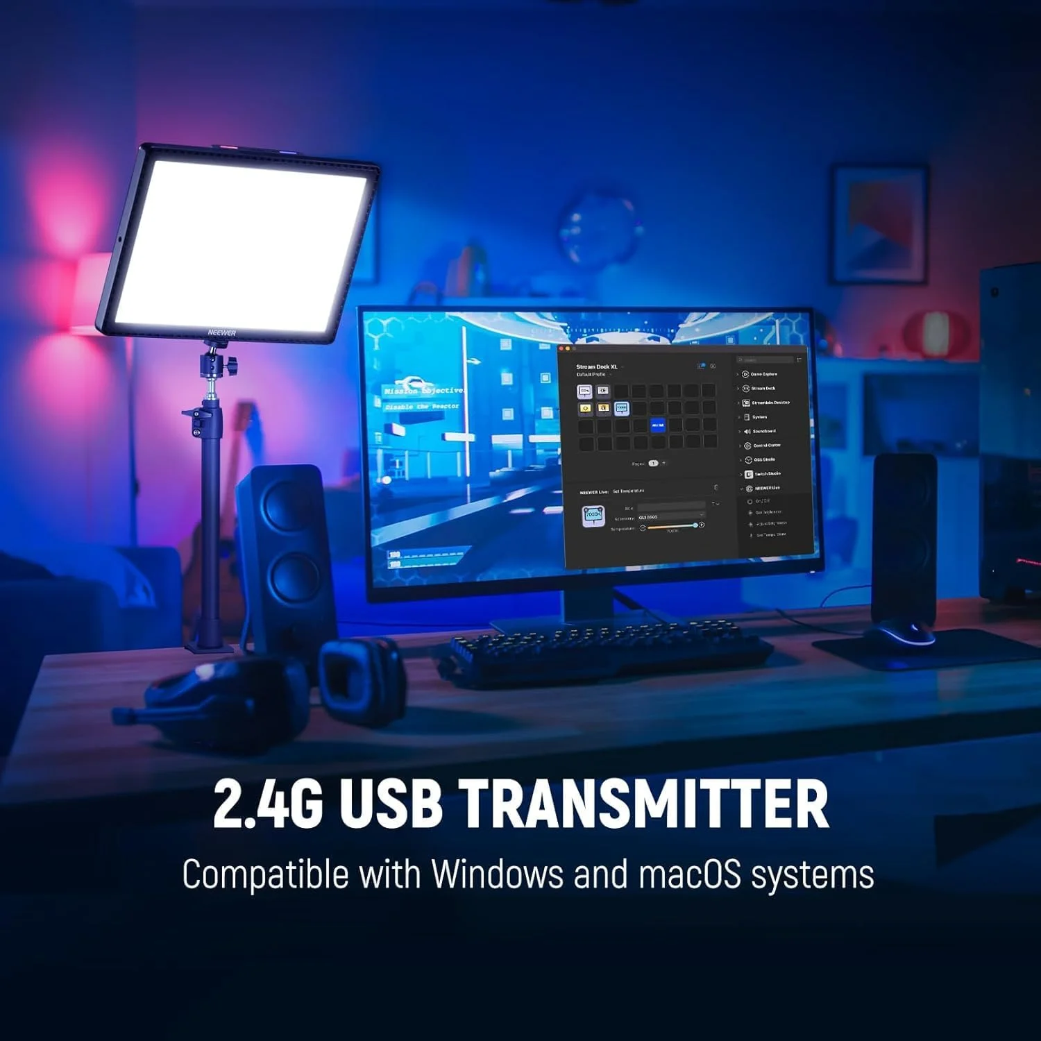 نور استریمینگ 15.5 اینچی NEEWER، نور اصلی با گیره CRI97+ برای نورپردازی عکس روی پنل LED رومیزی، کنترل برنامه 2.4 گیگاهرتز PC/Mac iOS/Android، سازگار با Elgato Stream Deck برای ویدیو، GL1 Pro مشکی نور استریمینگ 15.5 اینچی NEEWER، نور اصلی با گیره CRI97+ برای نورپردازی عکس روی پنل LED رومیزی، کنترل برنامه 2.4 گیگاهرتز PC/Mac iOS/Android، سازگار با Elgato Stream Deck برای ویدیو، GL1 Pro مشکی