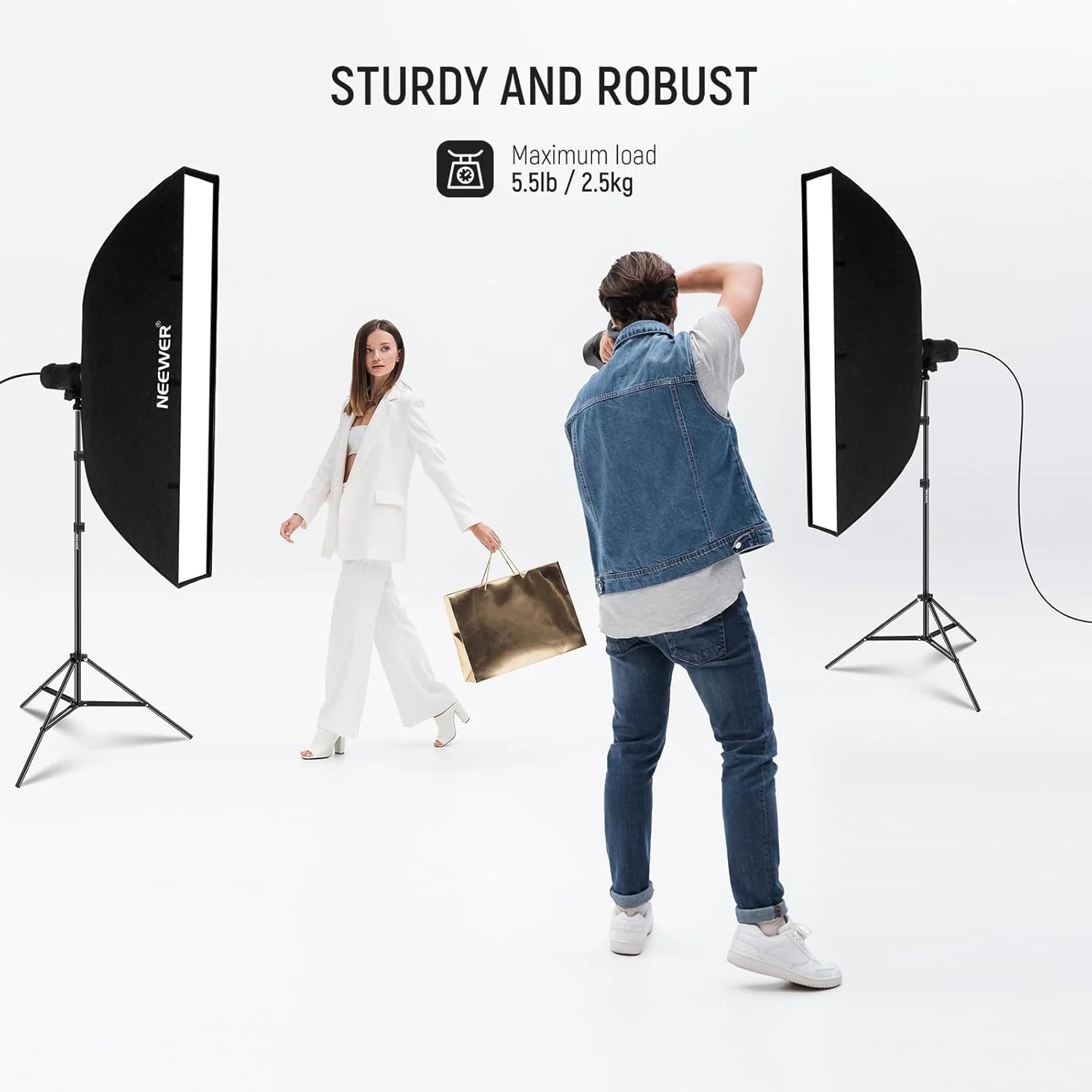 پایه نور عکاسی نیور مدل ST210، بسته 2 عددی، ارتفاع 210 سانتی متر، سه پایه استودیویی تاشو از جنس آلیاژ آلومینیوم برای ویدیو، پرتره، نورپردازی عکاسی، رفلکتور، سافت باکس، چتر و پس زمینه پایه نور عکاسی نیور مدل ST210، بسته 2 عددی، ارتفاع 210 سانتی متر، سه پایه استودیویی تاشو از جنس آلیاژ آلومینیوم برای ویدیو، پرتره، نورپردازی عکاسی، رفلکتور، سافت باکس، چتر و پس زمینه