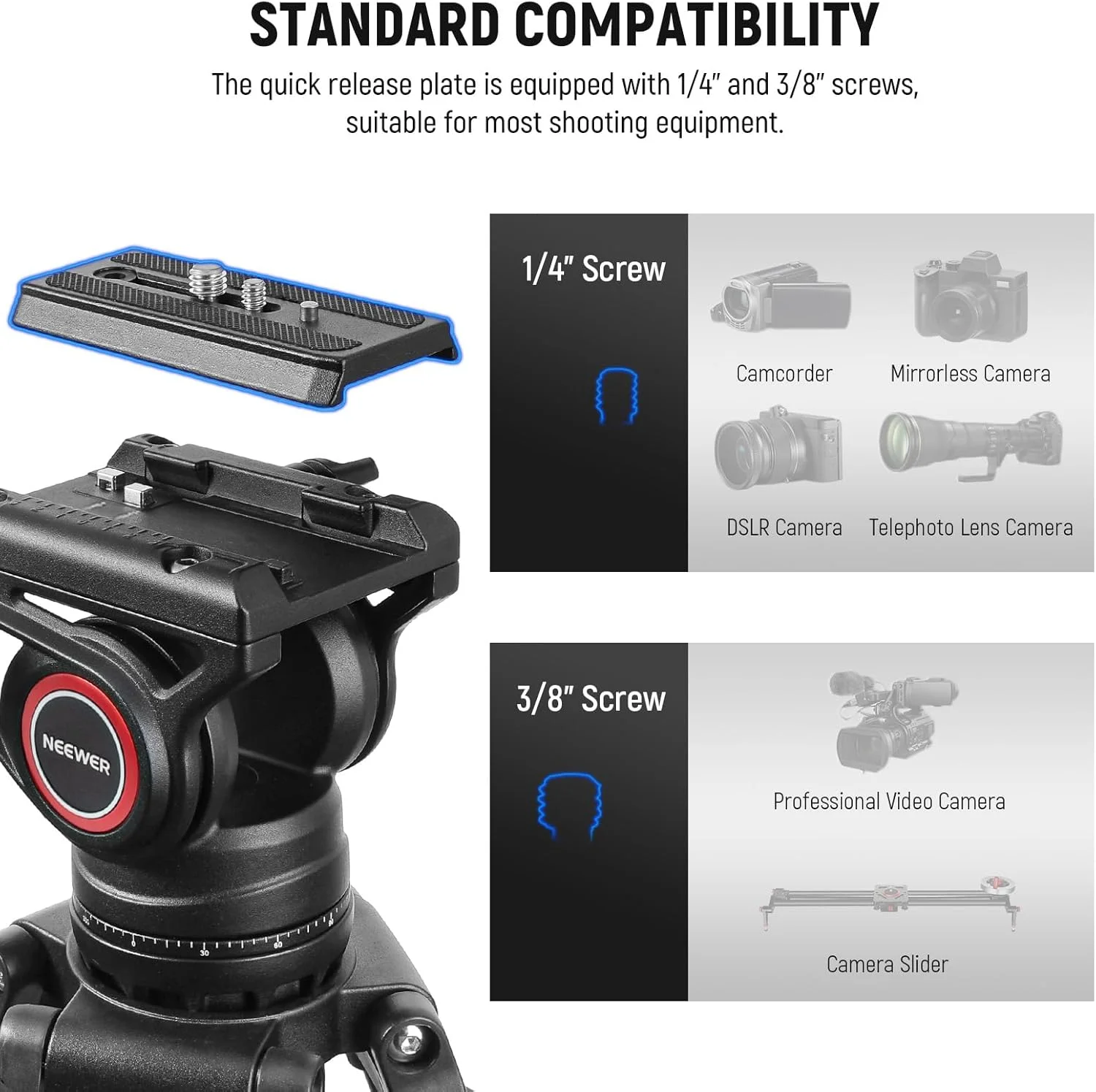 سه پایه فیلمبرداری 187 سانتی متری NEEWER با هد سیال و کنترل میرایی، پایه دوربین آلومینیومی حرفه ای با صفحه QR برای دوربین های DSLR برای فیلمبرداری، پارچه تمیز کننده، حداکثر 8 کیلوگرم، TP74 سه پایه فیلمبرداری 187 سانتی متری NEEWER با هد سیال و کنترل میرایی، پایه دوربین آلومینیومی حرفه ای با صفحه QR برای دوربین های DSLR برای فیلمبرداری، پارچه تمیز کننده، حداکثر 8 کیلوگرم، TP74