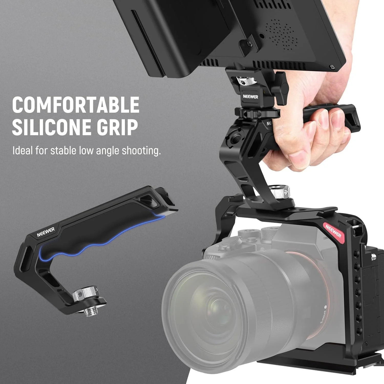 دستگیره بالایی دوربین NEEWER با پیچ 3/8 اینچی، دستگیره سیلیکونی راحت با رزوه 1/4 اینچی و 3/8 اینچی، کفشک سرد، پارچه تمیز کننده سازگار با دستگیره های SmallRig، قفس دوربین، تجهیزات ویدیویی، CA007 دستگیره بالایی دوربین NEEWER با پیچ 3/8 اینچی، دستگیره سیلیکونی راحت با رزوه 1/4 اینچی و 3/8 اینچی، کفشک سرد، پارچه تمیز کننده سازگار با دستگیره های SmallRig، قفس دوربین، تجهیزات ویدیویی، CA007