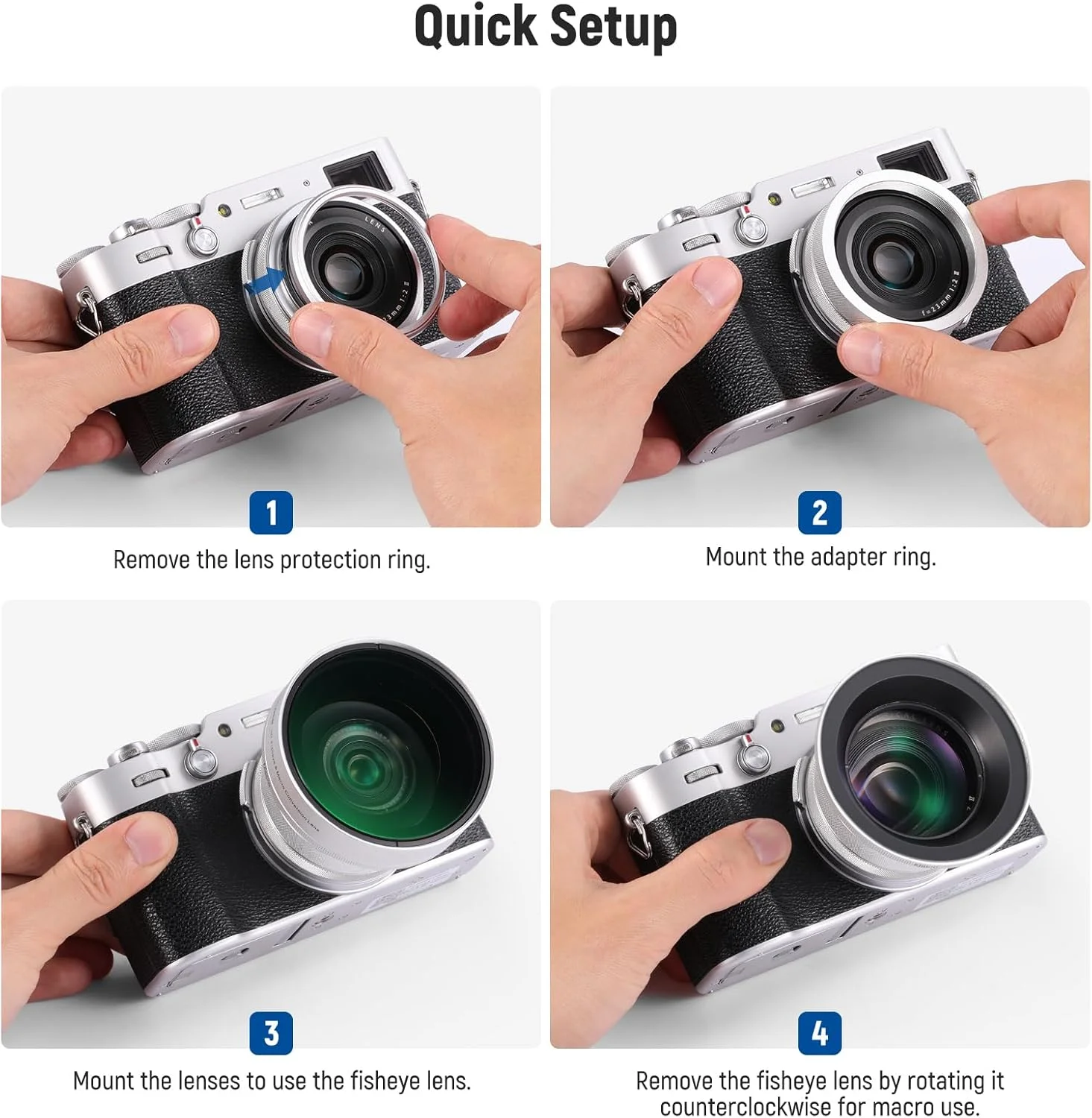 لنز اضافی چشم ماهی 0.43x و ماکرو 1.4x نئور 49 میلیمتری برای دوربینهای سری X100، لنز HD 2 در 1 با حلقه آداپتور 49 میلیمتری برای دوربینهای فوجیفیلم X100 X100S X100F X100T X100V X100VI (قاب نقرهای)، LS-46 لنز اضافی چشم ماهی 0.43x و ماکرو 1.4x نئور 49 میلیمتری برای دوربینهای سری X100، لنز HD 2 در 1 با حلقه آداپتور 49 میلیمتری برای دوربینهای فوجیفیلم X100 X100S X100F X100T X100V X100VI (قاب نقرهای)، LS-46