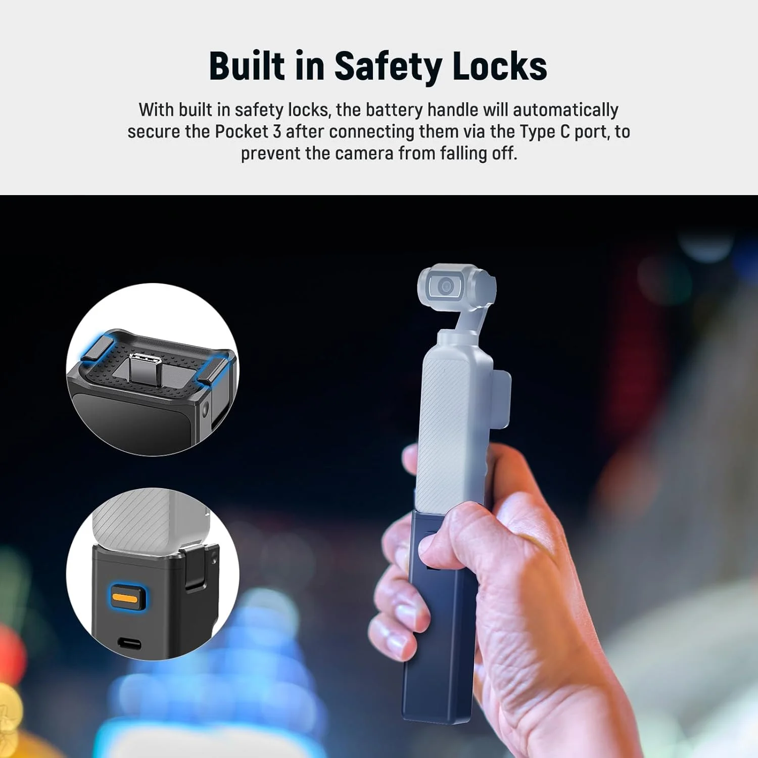 دسته باتری نیور سازگار با DJI Osmo Pocket 3 و لوازم جانبی سه پایه Creator Combo، 5000mAh Type C 22.5W حداکثر پاور بانک شارژ قابل حمل، رزوه 1/4 اینچی برای ضبط ویدیو با مونوپاد، PH01 دسته باتری نیور سازگار با DJI Osmo Pocket 3 و لوازم جانبی سه پایه Creator Combo، 5000mAh Type C 22.5W حداکثر پاور بانک شارژ قابل حمل، رزوه 1/4 اینچی برای ضبط ویدیو با مونوپاد، PH01