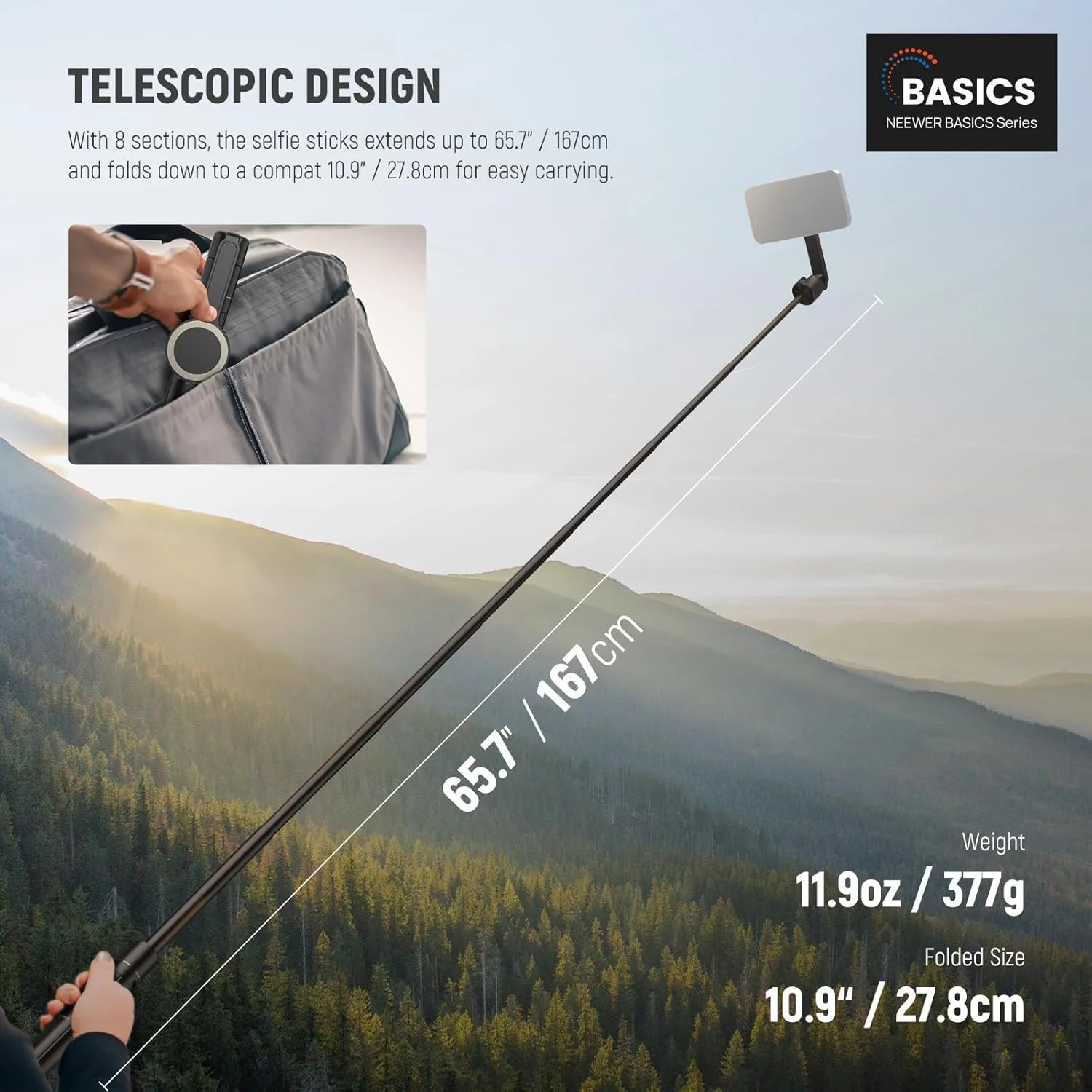 پایه سلفی مغناطیسی NEEWER BASICS 5.48 فوتی سازگار با MagSafe آیفون اندروید، پایه نگهدارنده تلفن همراه مسافرتی قابل حمل با ریموت، باز شدن با یک دکمه برای ضبط ویدیو ولاگ و استریم، PA989 پایه سلفی مغناطیسی NEEWER BASICS 5.48 فوتی سازگار با MagSafe آیفون اندروید، پایه نگهدارنده تلفن همراه مسافرتی قابل حمل با ریموت، باز شدن با یک دکمه برای ضبط ویدیو ولاگ و استریم، PA989