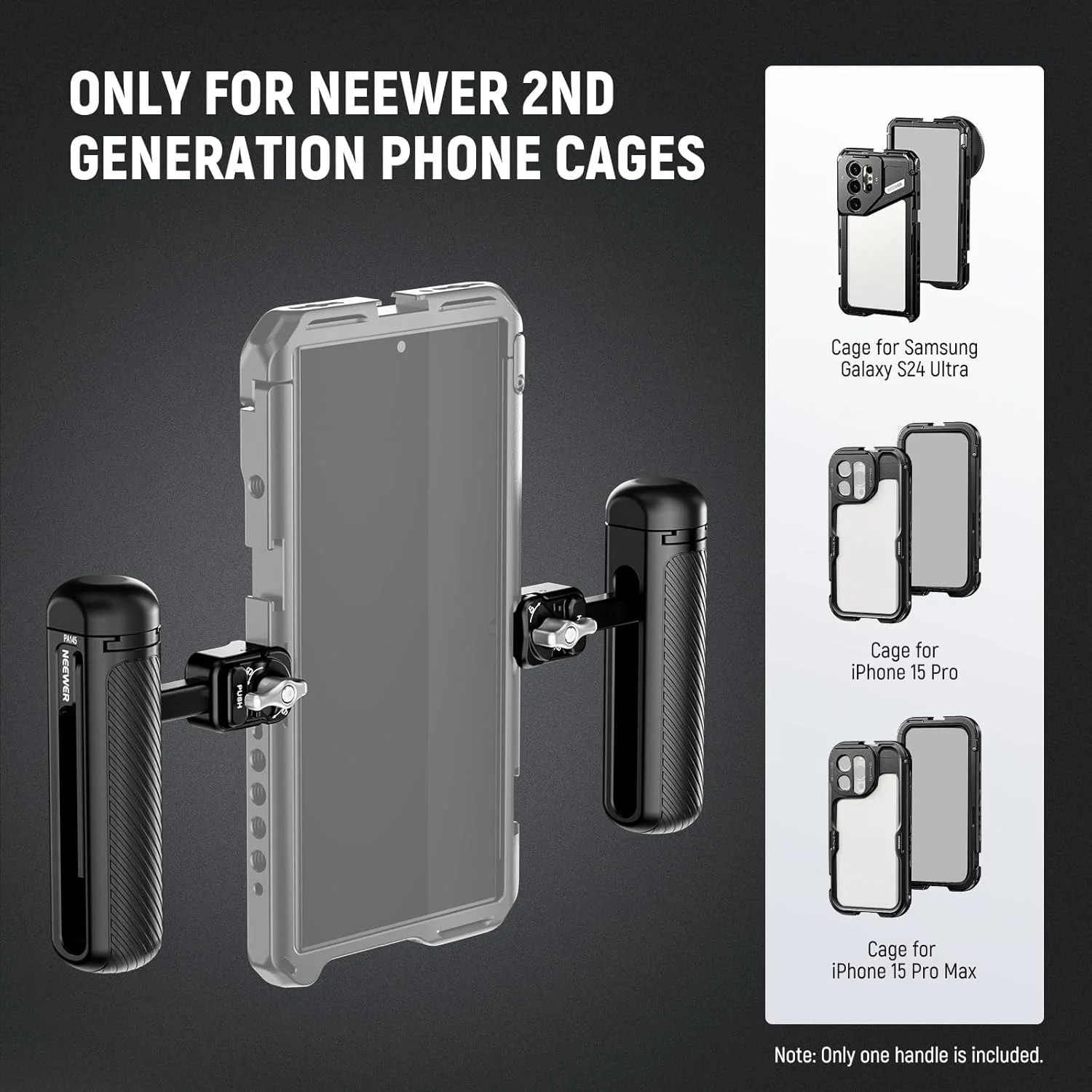 دسته جانبی با اتصال سریع NEEWER با کفشک سرد ضد لغزش، سازگار با قفس تلفن iPhone 16 Pro/16 Pro Max Xiaomi 15 Ultra Samsung Galaxy S25 Ultra مدل PA145 دسته جانبی با اتصال سریع NEEWER با کفشک سرد ضد لغزش، سازگار با قفس تلفن iPhone 16 Pro/16 Pro Max Xiaomi 15 Ultra Samsung Galaxy S25 Ultra مدل PA145