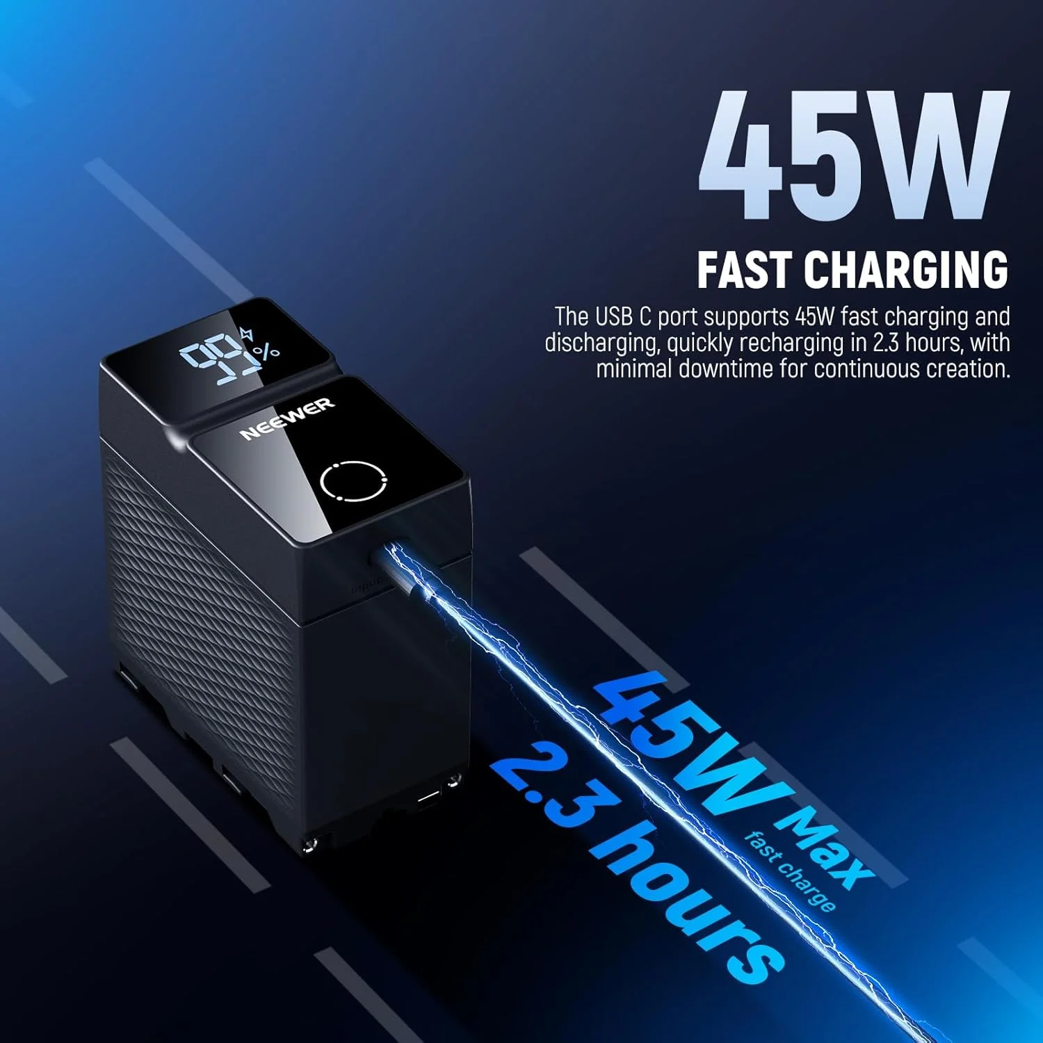 باتری جایگزین NEEWER 10500mAh NP-F970، شارژ سریع PD 45W، شارژ کامل 2.3 ساعته، OLED/USB A/USB C، برای مانیتور دوربین سازگار با Sony FX3 FX30 A7IV A7SIII Canon R5 R6 Nikon Z8، NW-F970U باتری جایگزین NEEWER 10500mAh NP-F970، شارژ سریع PD 45W، شارژ کامل 2.3 ساعته، OLED/USB A/USB C، برای مانیتور دوربین سازگار با Sony FX3 FX30 A7IV A7SIII Canon R5 R6 Nikon Z8، NW-F970U