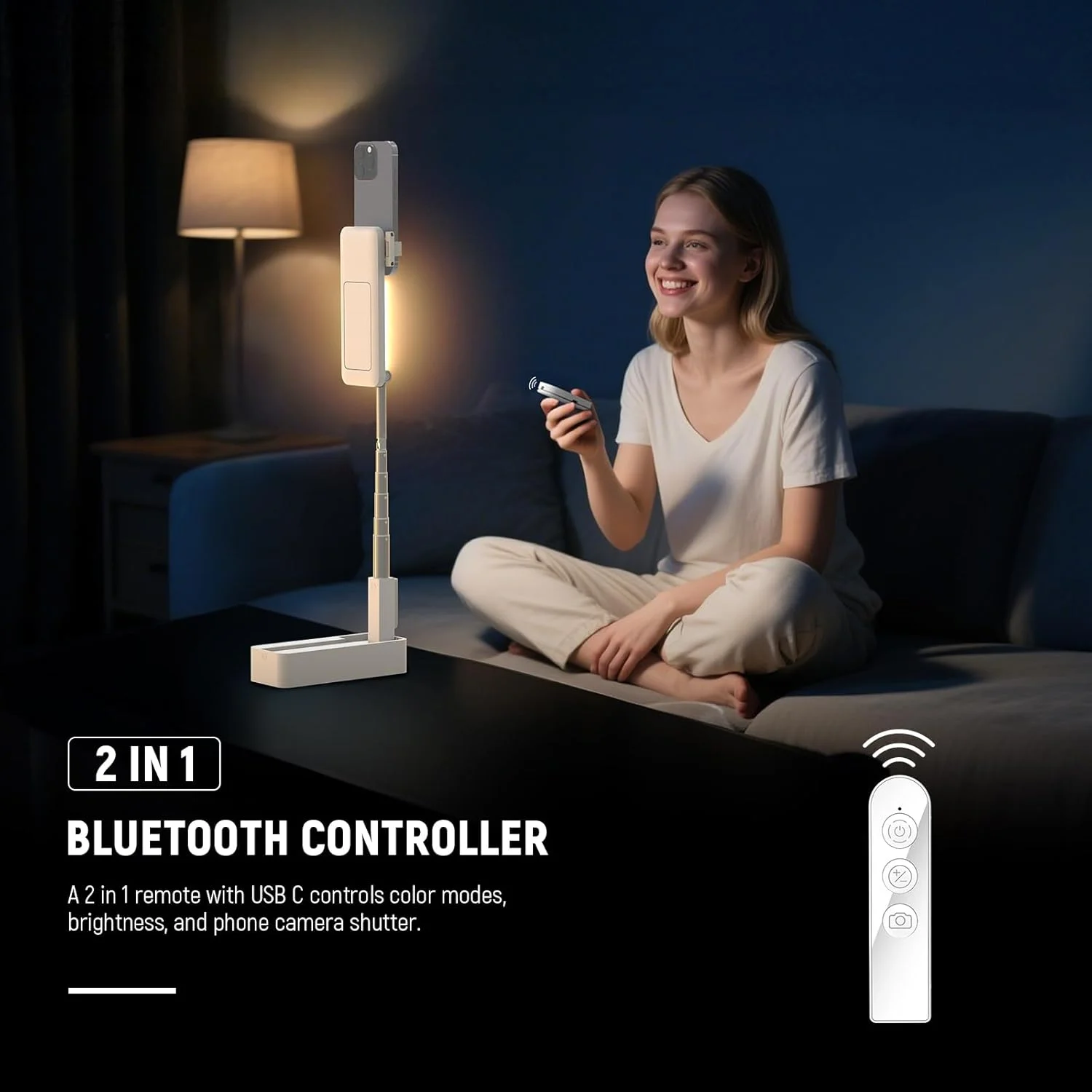 پایه رومیزی تاشو با نور LED، ریموت و نگهدارنده گوشی برای ضبط ویدیو و استریم سلفی، 990lx/0.3m، 3 حالت CRI80، قابل شارژ 1000mAh، مدل V10 پایه رومیزی تاشو با نور LED، ریموت و نگهدارنده گوشی برای ضبط ویدیو و استریم سلفی، 990lx/0.3m، 3 حالت CRI80، قابل شارژ 1000mAh، مدل V10