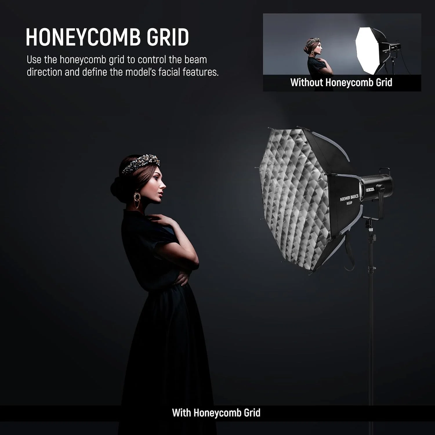کیت سافت باکس هشت ضلعی NEEWER BASICS برای عکاسی استودیویی، ضبط ویدیو و استریمینگ، 65 سانتیمتری با مانت بوئنز، سافت باکس/گرید/دیفیوزر نور برای نورپردازی مداوم و فلاش استروب، مدل NS33P کیت سافت باکس هشت ضلعی NEEWER BASICS برای عکاسی استودیویی، ضبط ویدیو و استریمینگ، 65 سانتیمتری با مانت بوئنز، سافت باکس/گرید/دیفیوزر نور برای نورپردازی مداوم و فلاش استروب، مدل NS33P