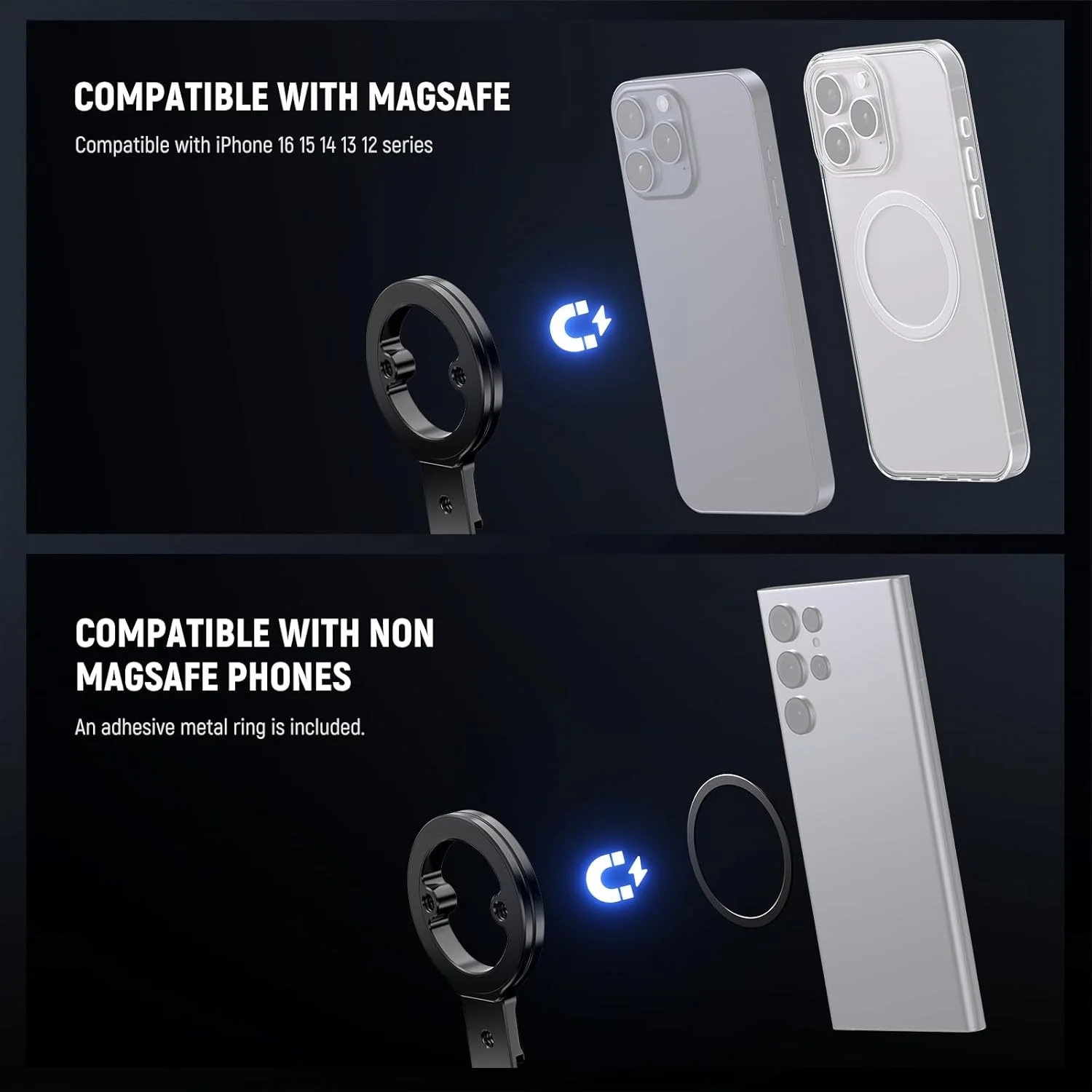 پایه نگهدارنده مغناطیسی دوگانه گوشی NEEWER، گیره فلزی نگهدارنده گوشی با رزوه 1/4 اینچی، کفشک سرد و نوع Arca، سازگار با آیفون سامسونگ هواوی اندروید برای ضبط ویدیو، PA098 پایه نگهدارنده مغناطیسی دوگانه گوشی NEEWER، گیره فلزی نگهدارنده گوشی با رزوه 1/4 اینچی، کفشک سرد و نوع Arca، سازگار با آیفون سامسونگ هواوی اندروید برای ضبط ویدیو، PA098