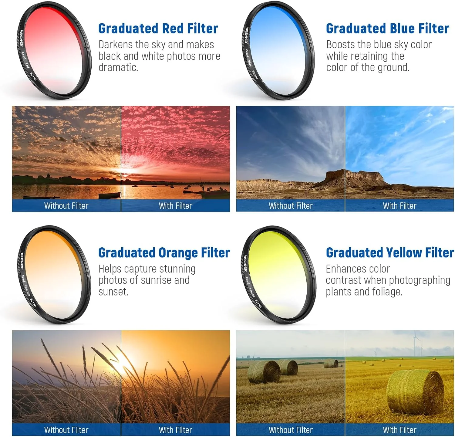 مجموعه فیلتر 7 عددی 52 میلیمتری NEEWER سازگار با آیفون، گیره متصل CPL+ ND32 + ستارهای + GND (قرمز/نارنجی/زرد/آبی) کیت لوازم جانبی عکاسی لنز دوربین تلفن مجموعه فیلتر 7 عددی 52 میلیمتری NEEWER سازگار با آیفون، گیره متصل CPL+ ND32 + ستارهای + GND (قرمز/نارنجی/زرد/آبی) کیت لوازم جانبی عکاسی لنز دوربین تلفن