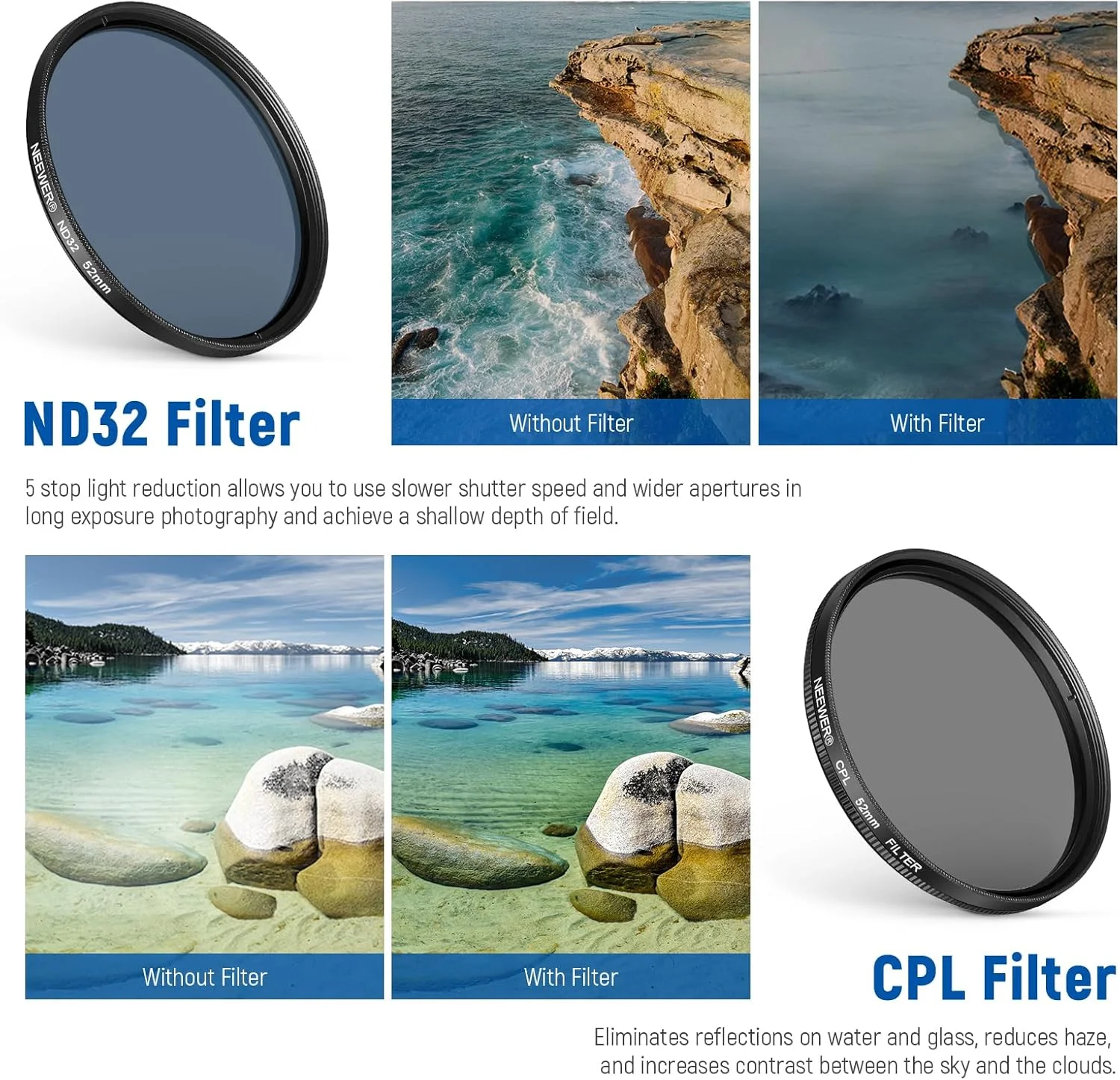 مجموعه فیلتر 7 عددی 52 میلیمتری NEEWER سازگار با آیفون، گیره متصل CPL+ ND32 + ستارهای + GND (قرمز/نارنجی/زرد/آبی) کیت لوازم جانبی عکاسی لنز دوربین تلفن مجموعه فیلتر 7 عددی 52 میلیمتری NEEWER سازگار با آیفون، گیره متصل CPL+ ND32 + ستارهای + GND (قرمز/نارنجی/زرد/آبی) کیت لوازم جانبی عکاسی لنز دوربین تلفن