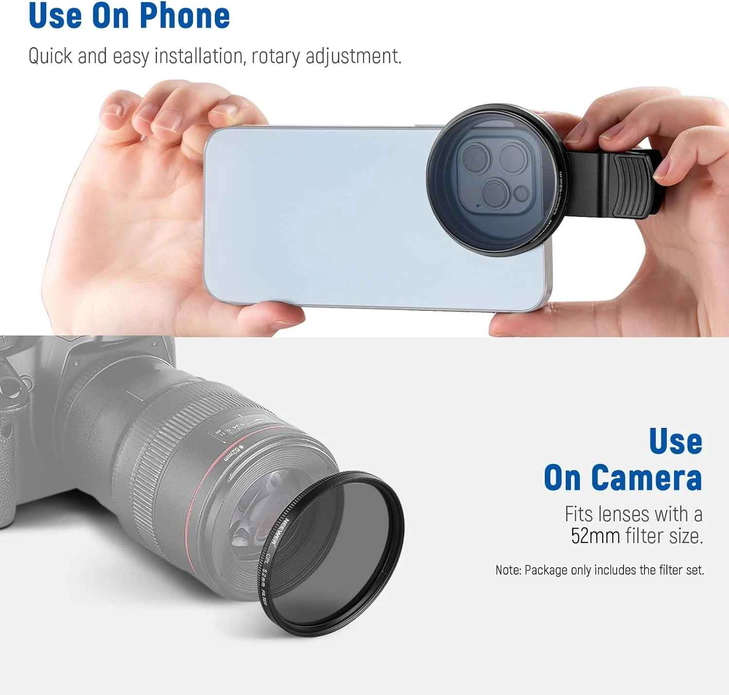 مجموعه فیلتر 7 عددی 52 میلیمتری NEEWER سازگار با آیفون، گیره متصل CPL+ ND32 + ستارهای + GND (قرمز/نارنجی/زرد/آبی) کیت لوازم جانبی عکاسی لنز دوربین تلفن مجموعه فیلتر 7 عددی 52 میلیمتری NEEWER سازگار با آیفون، گیره متصل CPL+ ND32 + ستارهای + GND (قرمز/نارنجی/زرد/آبی) کیت لوازم جانبی عکاسی لنز دوربین تلفن