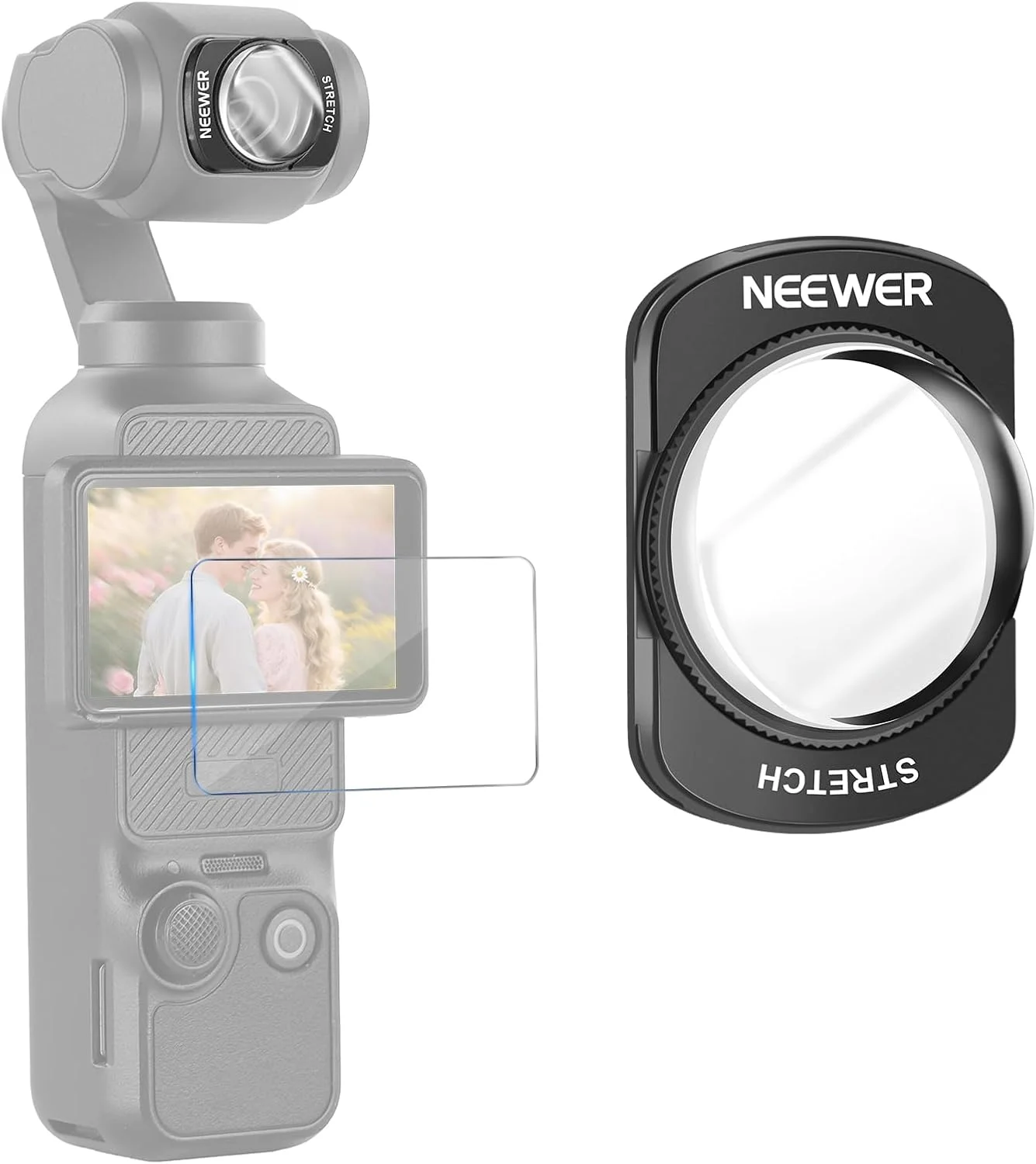 فیلتر افکت حرکتی میدان مرکزی منشوری کششی دو طرفه NEEWER سازگار با لوازم جانبی DJI Osmo Pocket 3 Creator Combo، شیشه نوری HD چند لایه مغناطیسی با محافظ صفحه نمایش، FL-C37