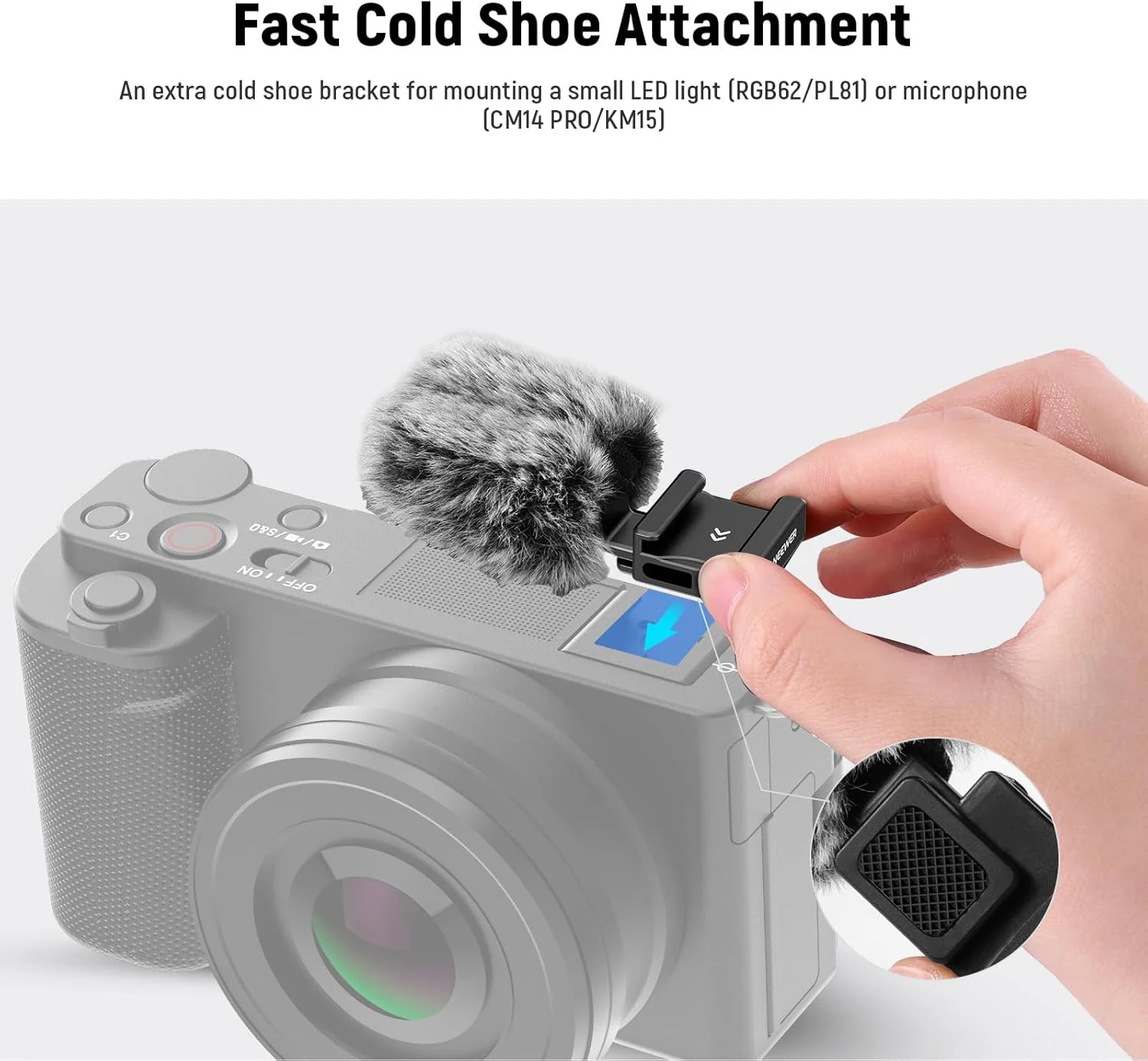 محافظ باد کفشکی مشکی NEEWER CA133 سازگار با دوربین های سونی ZV-1F ZV-E10 ZV-1 ZV-E1 ZV1 II Vlog، بادگیر خزدار میکروفون با آداپتور پایه کفشکی و لوازم جانبی پارچه تمیز کننده محافظ باد کفشکی مشکی NEEWER CA133 سازگار با دوربین های سونی ZV-1F ZV-E10 ZV-1 ZV-E1 ZV1 II Vlog، بادگیر خزدار میکروفون با آداپتور پایه کفشکی و لوازم جانبی پارچه تمیز کننده