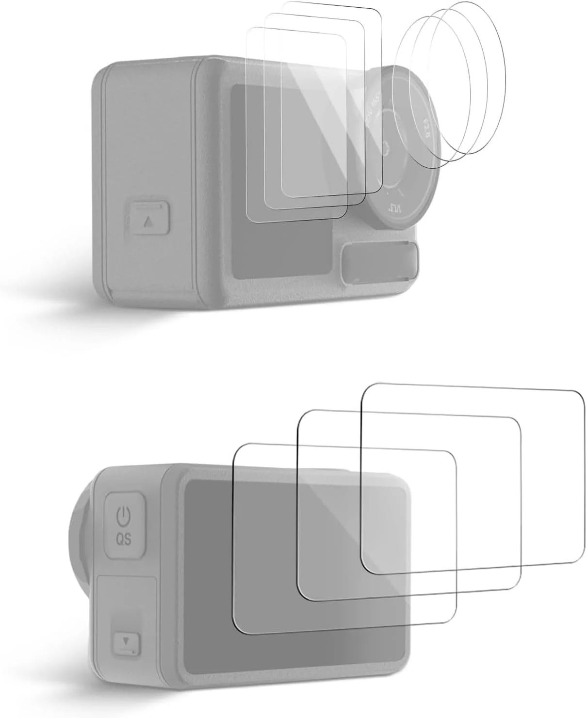 مجموعه لوازم جانبی محافظ صفحه نمایش NEEWER (بسته 3 عددی) سازگار با دوربین DJI Osmo Action 5 Pro، محافظ لنز صفحه لمسی شیشه ای سخت با وضوح HD و ضد خش، مناسب برای قاب محافظ اصلی مدل CA147