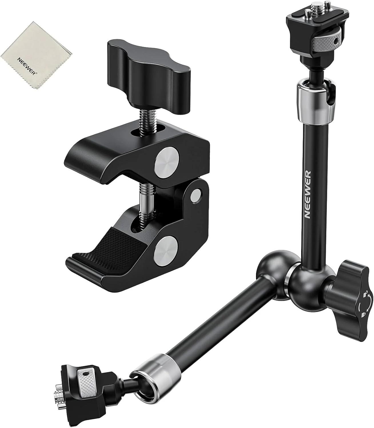 کیت بازوی جادویی مفصلی 11 اینچی NEEWER ST16C با گیره C، پایه مانیتور دوربین با رزوه های 1/4 و 3/8 اینچ برای ARRI، پارچه تمیز کننده سازگار با قفس دوربین اکشن DSLR SmallRig و نور ویدیو