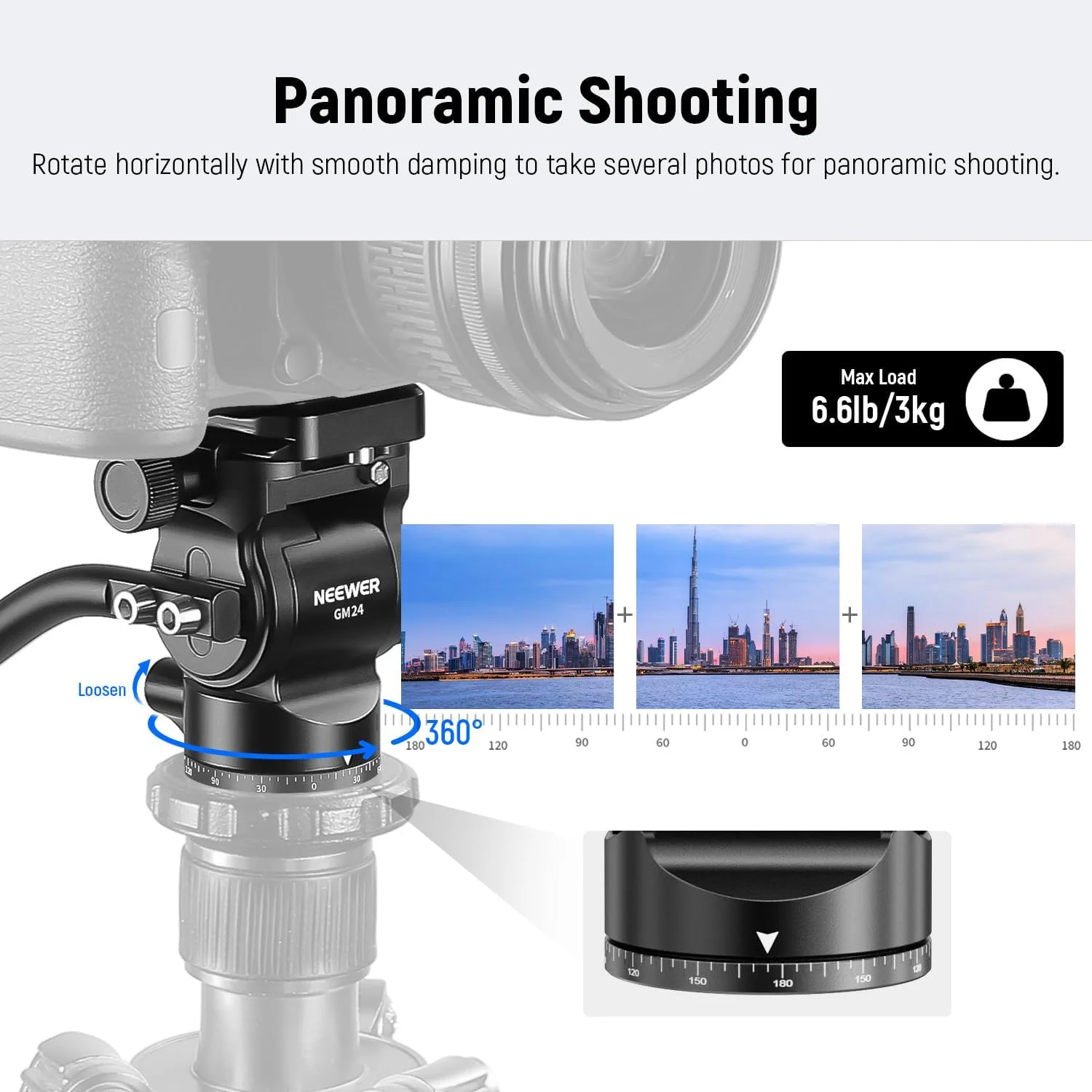 هد سیال سه پایه NEEWER با صفحه و دسته رهاسازی سریع، آداپتور پایه سه پایه دوربین فلزی با قابلیت چرخش و شیب سازگار با Arca Swiss برای دوربین های کامپکت DSLR، حداکثر بار 3 کیلوگرم، GM24 تمام مشکی هد سیال سه پایه NEEWER با صفحه و دسته رهاسازی سریع، آداپتور پایه سه پایه دوربین فلزی با قابلیت چرخش و شیب سازگار با Arca Swiss برای دوربین های کامپکت DSLR، حداکثر بار 3 کیلوگرم، GM24 تمام مشکی