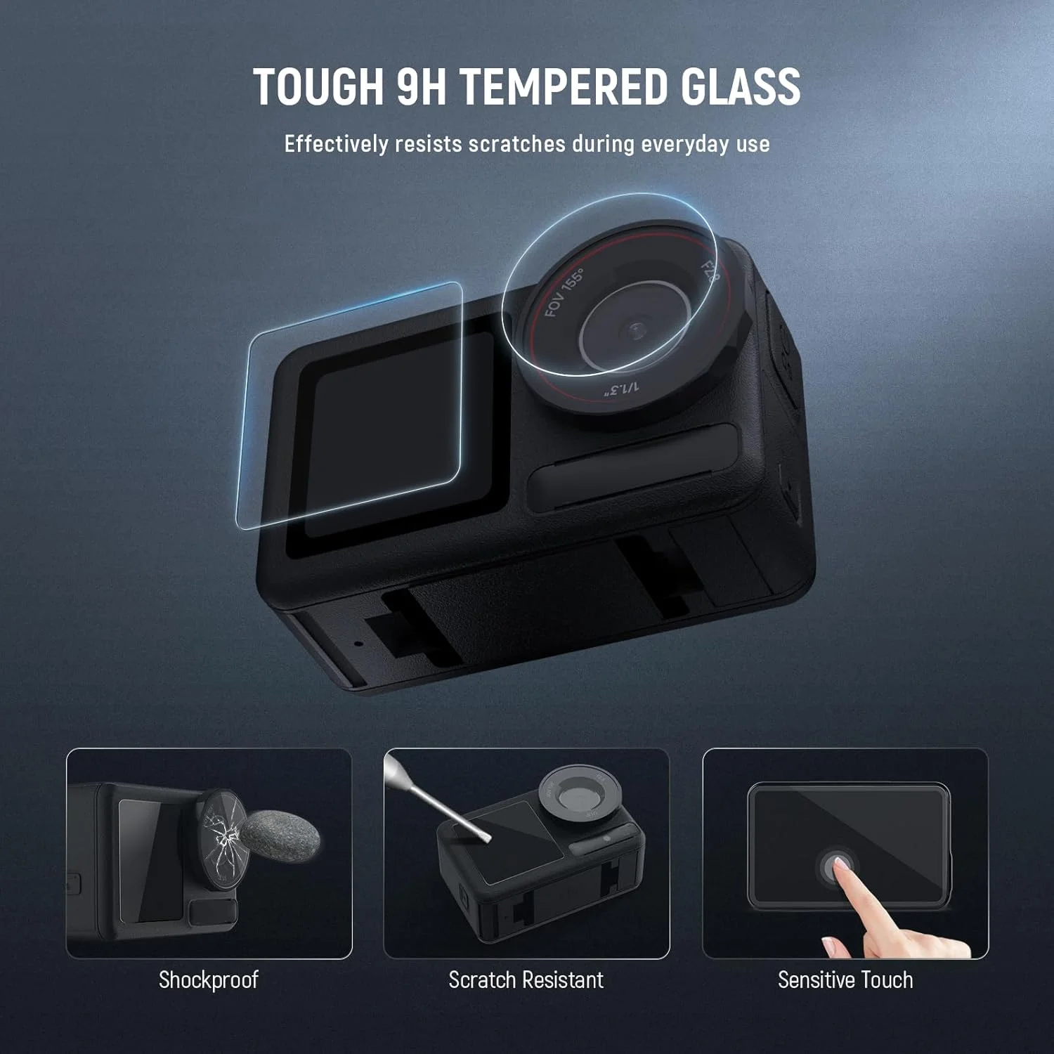مجموعه لوازم جانبی محافظ صفحه نمایش NEEWER (بسته 3 عددی) سازگار با دوربین DJI Osmo Action 5 Pro، محافظ لنز صفحه لمسی شیشه ای سخت با وضوح HD و ضد خش، مناسب برای قاب محافظ اصلی مدل CA147 مجموعه لوازم جانبی محافظ صفحه نمایش NEEWER (بسته 3 عددی) سازگار با دوربین DJI Osmo Action 5 Pro، محافظ لنز صفحه لمسی شیشه ای سخت با وضوح HD و ضد خش، مناسب برای قاب محافظ اصلی مدل CA147