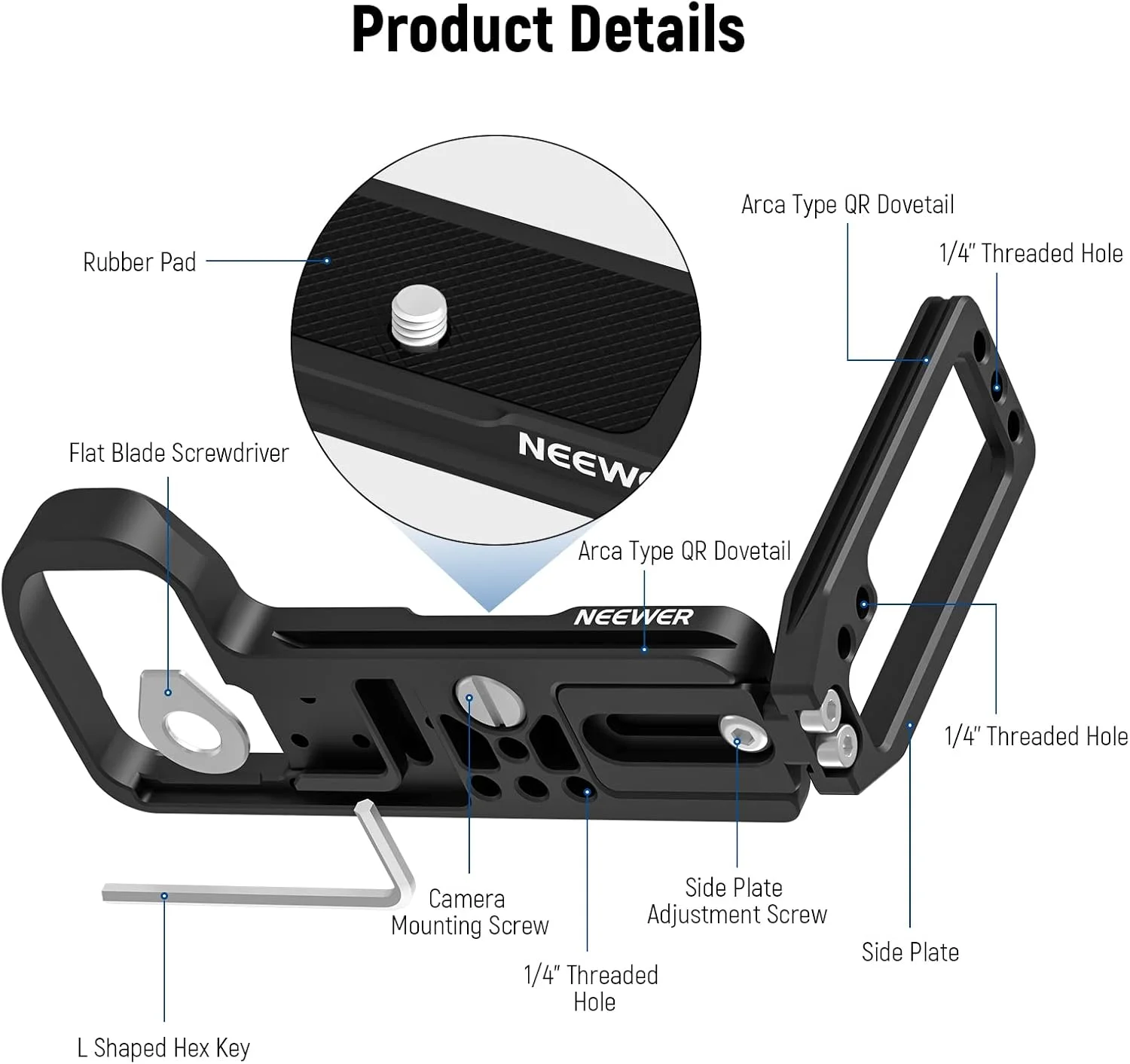پایه L شکل دوربین NEEWER با اتصال سریع سازگار با Nikon Z5 Z6 Z7 Z6 II Z7 II، صفحه L شکل دوربین با پین ضد پیچش، رزوه های 1/4 اینچی، دم Milano Arca، CA001L پایه L شکل دوربین NEEWER با اتصال سریع سازگار با Nikon Z5 Z6 Z7 Z6 II Z7 II، صفحه L شکل دوربین با پین ضد پیچش، رزوه های 1/4 اینچی، دم Milano Arca، CA001L
