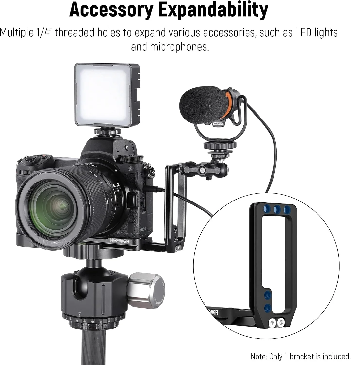 پایه L شکل دوربین NEEWER با اتصال سریع سازگار با Nikon Z5 Z6 Z7 Z6 II Z7 II، صفحه L شکل دوربین با پین ضد پیچش، رزوه های 1/4 اینچی، دم Milano Arca، CA001L پایه L شکل دوربین NEEWER با اتصال سریع سازگار با Nikon Z5 Z6 Z7 Z6 II Z7 II، صفحه L شکل دوربین با پین ضد پیچش، رزوه های 1/4 اینچی، دم Milano Arca، CA001L