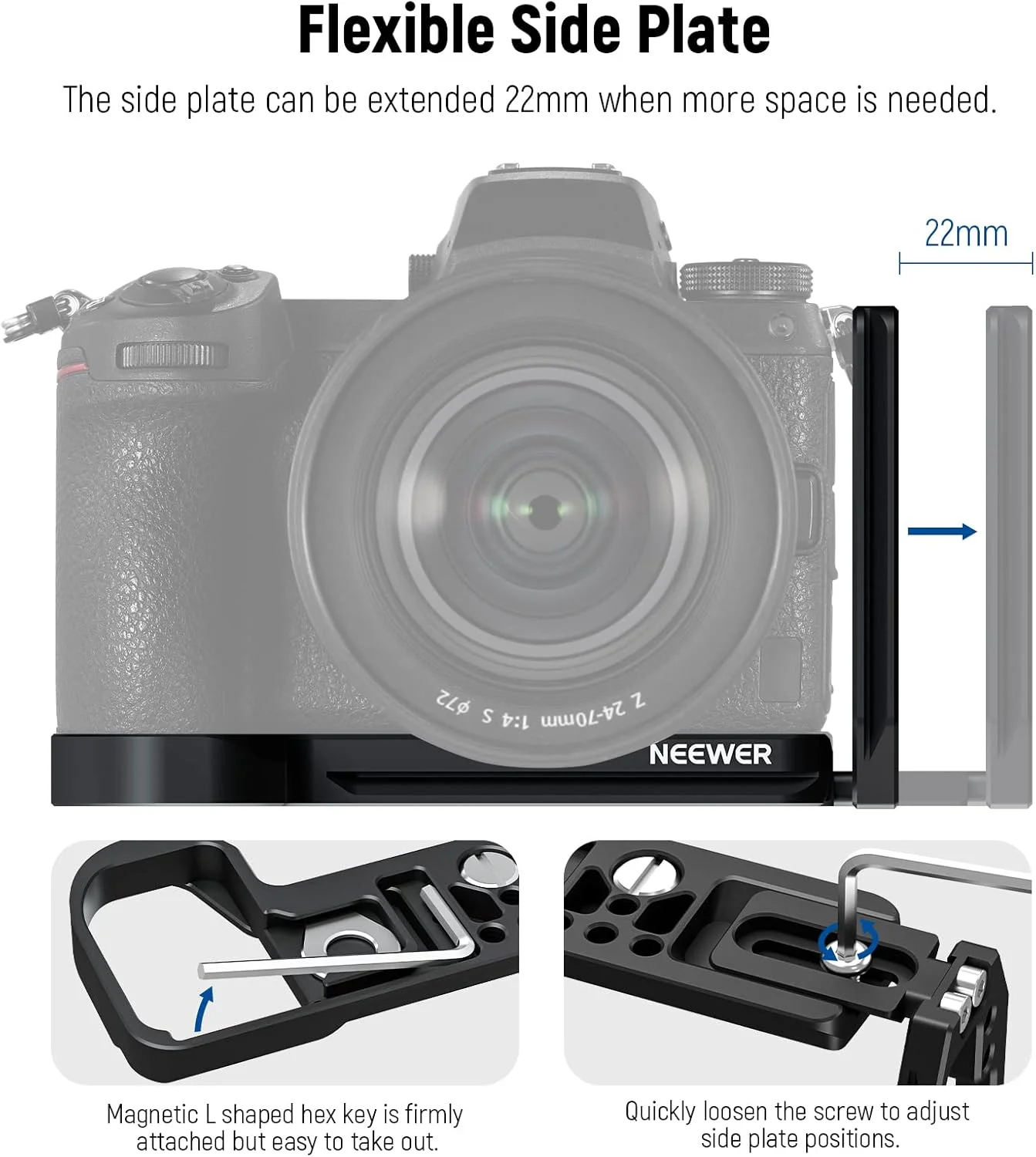 پایه L شکل دوربین NEEWER با اتصال سریع سازگار با Nikon Z5 Z6 Z7 Z6 II Z7 II، صفحه L شکل دوربین با پین ضد پیچش، رزوه های 1/4 اینچی، دم Milano Arca، CA001L پایه L شکل دوربین NEEWER با اتصال سریع سازگار با Nikon Z5 Z6 Z7 Z6 II Z7 II، صفحه L شکل دوربین با پین ضد پیچش، رزوه های 1/4 اینچی، دم Milano Arca، CA001L