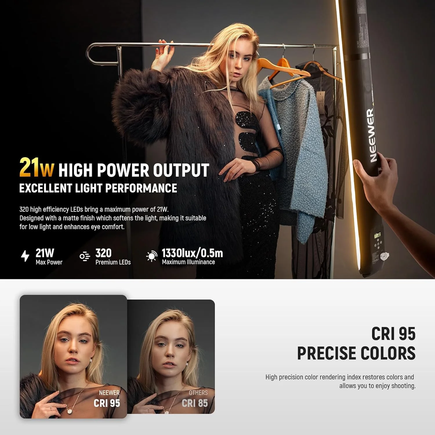 نور تیوب ال ای دی دستی 21 وات نیور BASICS، 90 سانتی متر، نورپردازی ویدیویی بادی TPU دو رنگ 2700-6500K، 12 جلوه 1300Lx CRI95 2500mAh برای عکاسی استودیویی و ضبط ویدیو، GC21B نور تیوب ال ای دی دستی 21 وات نیور BASICS، 90 سانتی متر، نورپردازی ویدیویی بادی TPU دو رنگ 2700-6500K، 12 جلوه 1300Lx CRI95 2500mAh برای عکاسی استودیویی و ضبط ویدیو، GC21B
