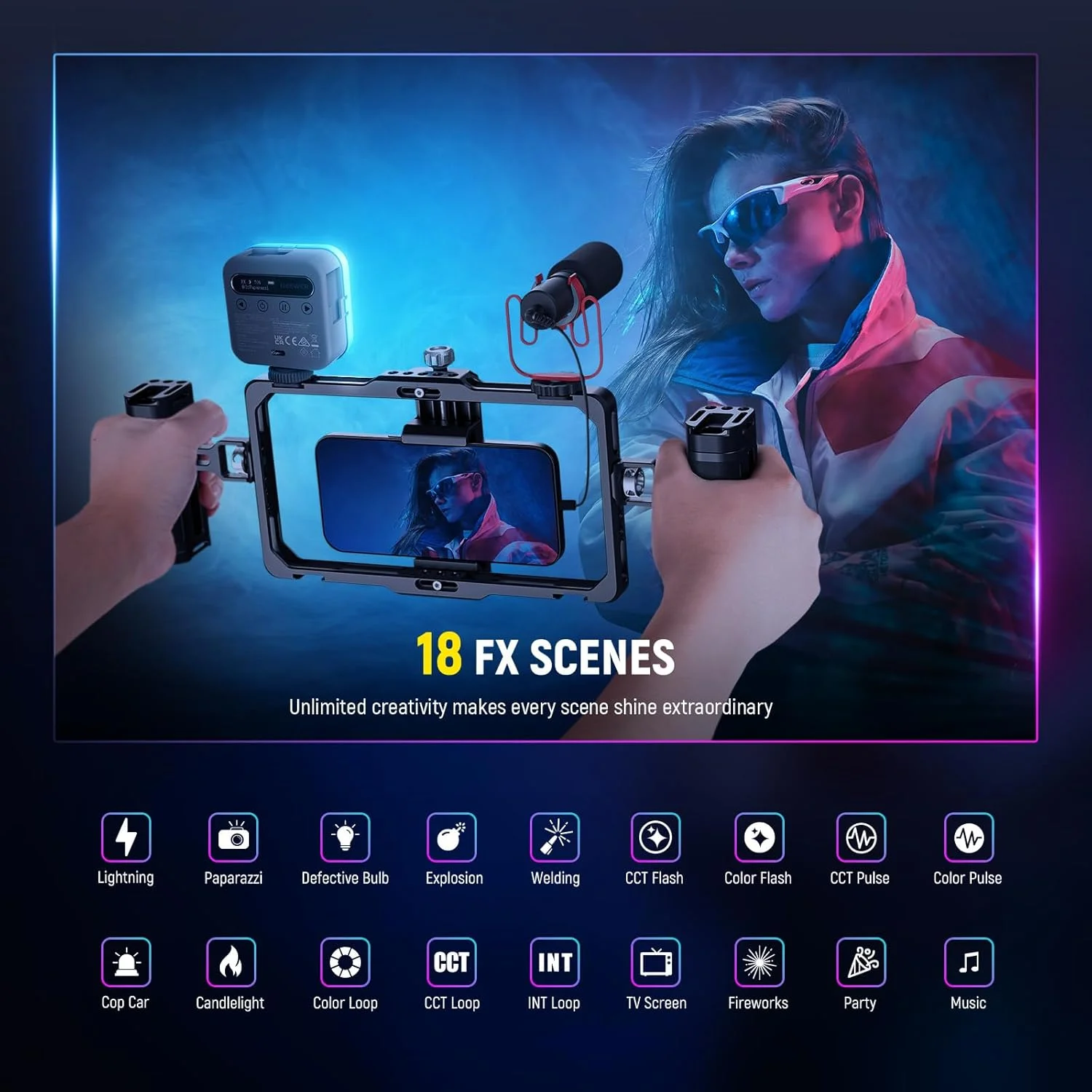 نور ویدئویی مغناطیسی RGB نیوئر BASICS BL60C، پنل LED کوچک قابل حمل تمام رنگی 360 درجه، نور سلفی دوربین، 2500-9000K CRI96+، 18 صحنه، 3 کفشک سرد، باتری 2000 میلی آمپر ساعتی برای عکاسی و استریمینگ نور ویدئویی مغناطیسی RGB نیوئر BASICS BL60C، پنل LED کوچک قابل حمل تمام رنگی 360 درجه، نور سلفی دوربین، 2500-9000K CRI96+، 18 صحنه، 3 کفشک سرد، باتری 2000 میلی آمپر ساعتی برای عکاسی و استریمینگ