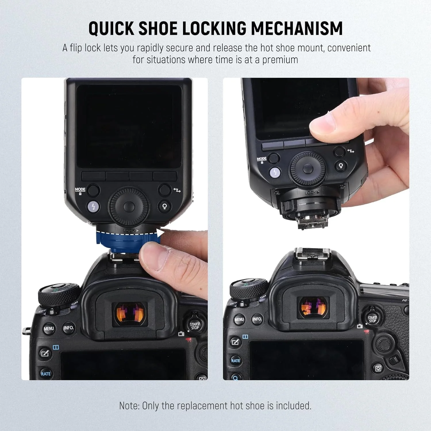 جایگزین کفشک فلاش Neewer Z2-S، فقط برای فلاش گرد Z2-S سازگار با دوربین سونی، قطعه تعمیر آداپتور کفشک فلاش اسپیدلایت با رابط فلزی ارتقا یافته جایگزین کفشک فلاش Neewer Z2-S، فقط برای فلاش گرد Z2-S سازگار با دوربین سونی، قطعه تعمیر آداپتور کفشک فلاش اسپیدلایت با رابط فلزی ارتقا یافته