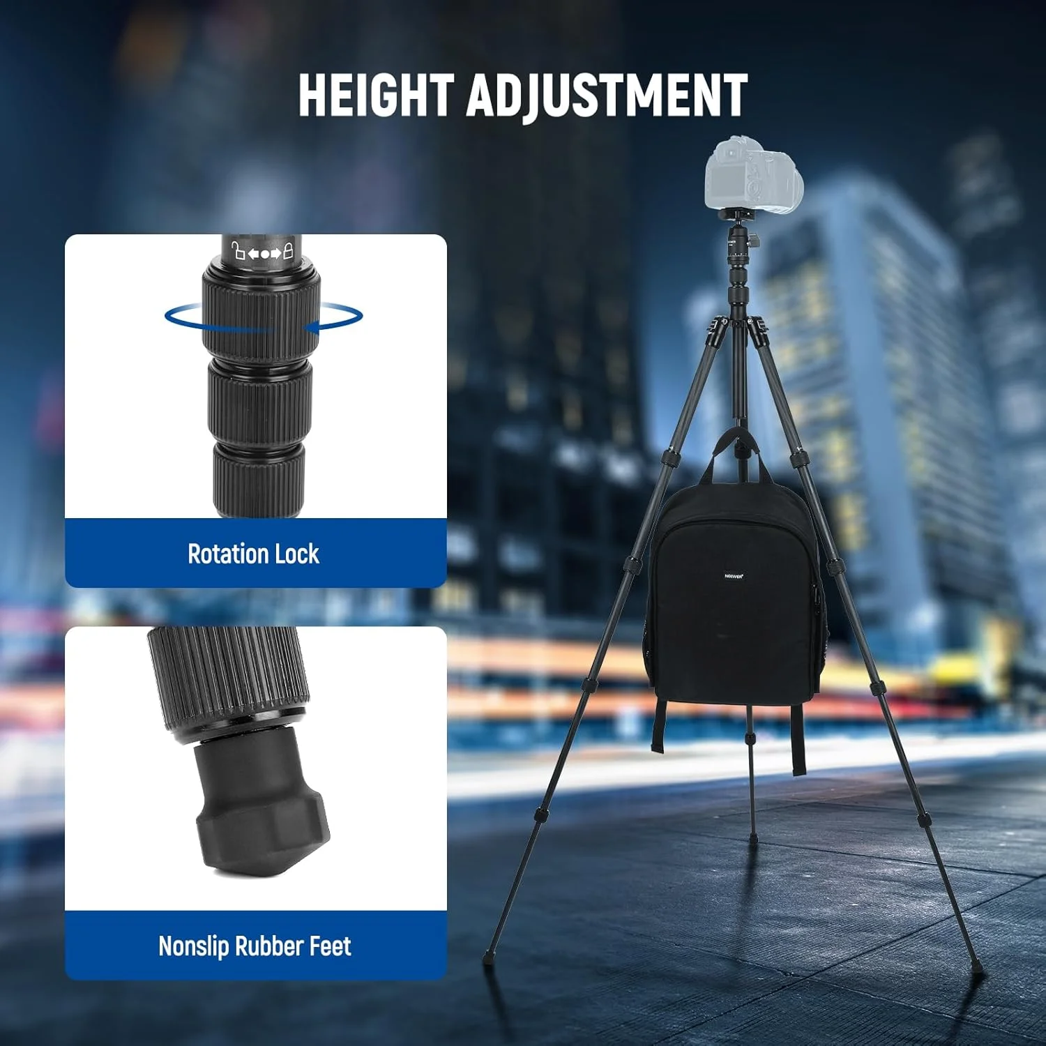 تک پایه سه پایه دوربین فیبر کربنی NEEWER، 65 اینچ، سبک وزن، جمع و جور، قابل حمل، پایه فیلمبرداری DSLR، هد توپی 360 درجه، صفحه QR ضد لغزش، محور مرکزی معکوس، پایه های برگشت پذیر، حداکثر بار 6 کیلوگرم، TP39 تک پایه سه پایه دوربین فیبر کربنی NEEWER، 65 اینچ، سبک وزن، جمع و جور، قابل حمل، پایه فیلمبرداری DSLR، هد توپی 360 درجه، صفحه QR ضد لغزش، محور مرکزی معکوس، پایه های برگشت پذیر، حداکثر بار 6 کیلوگرم، TP39